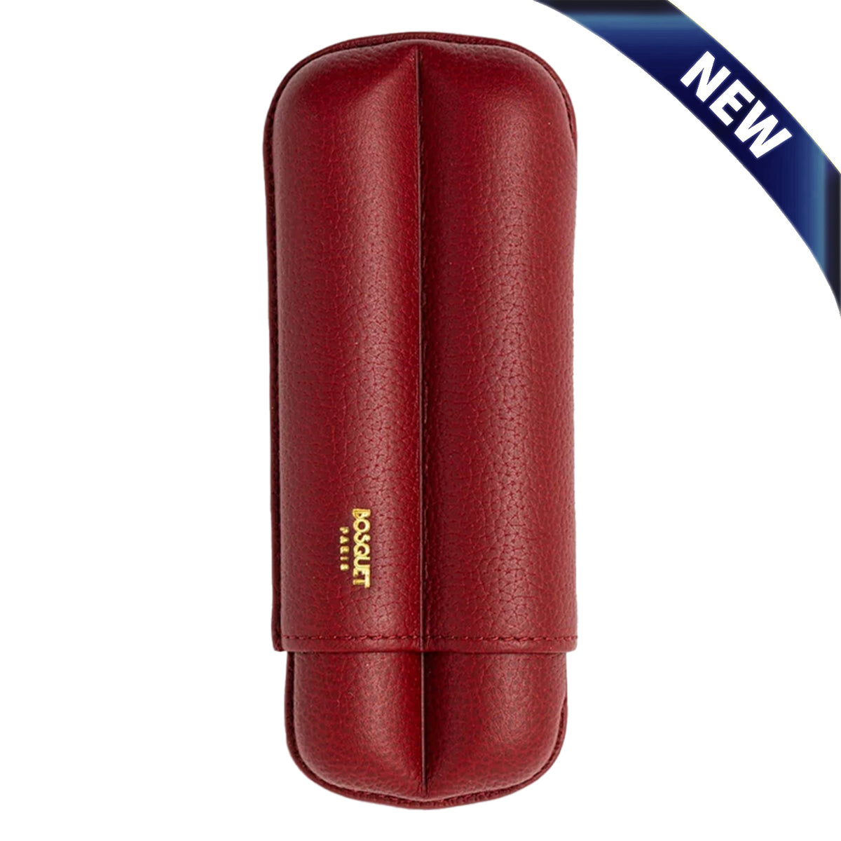 Bosquet Deep Red Grained Leather Cylindrical Cigar Case (2 Cigars)
