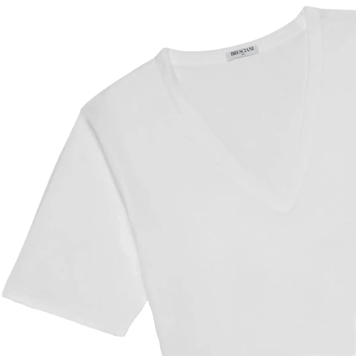 Bresciani 100% Cotton Knitted V-neck T-shirt White