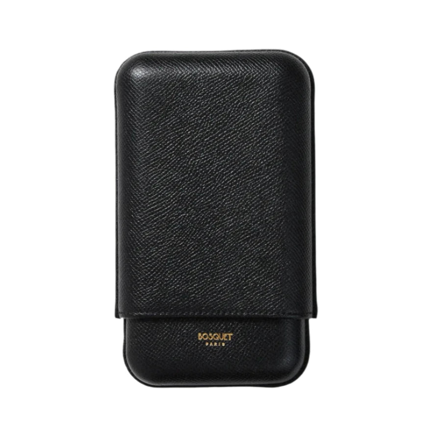 Bosquet Smooth Black Cylindrical Leather Cigar Case