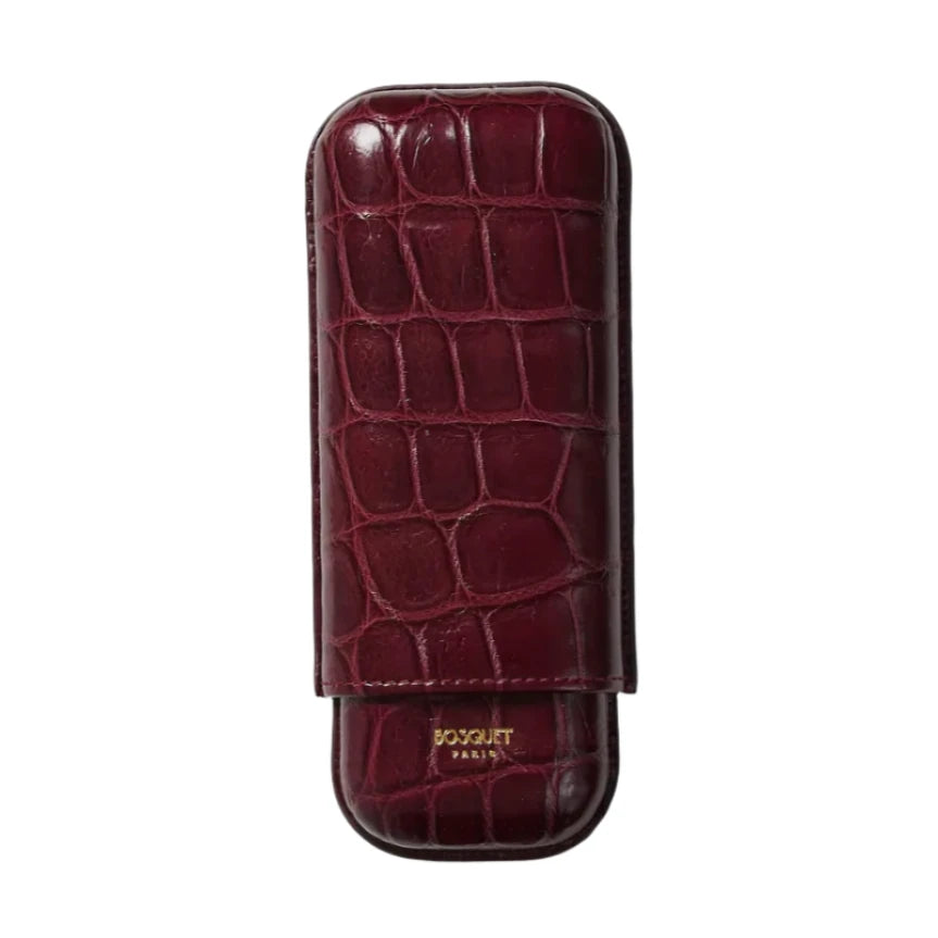 Bosquet Crocodile Cigar Case, Burgundy