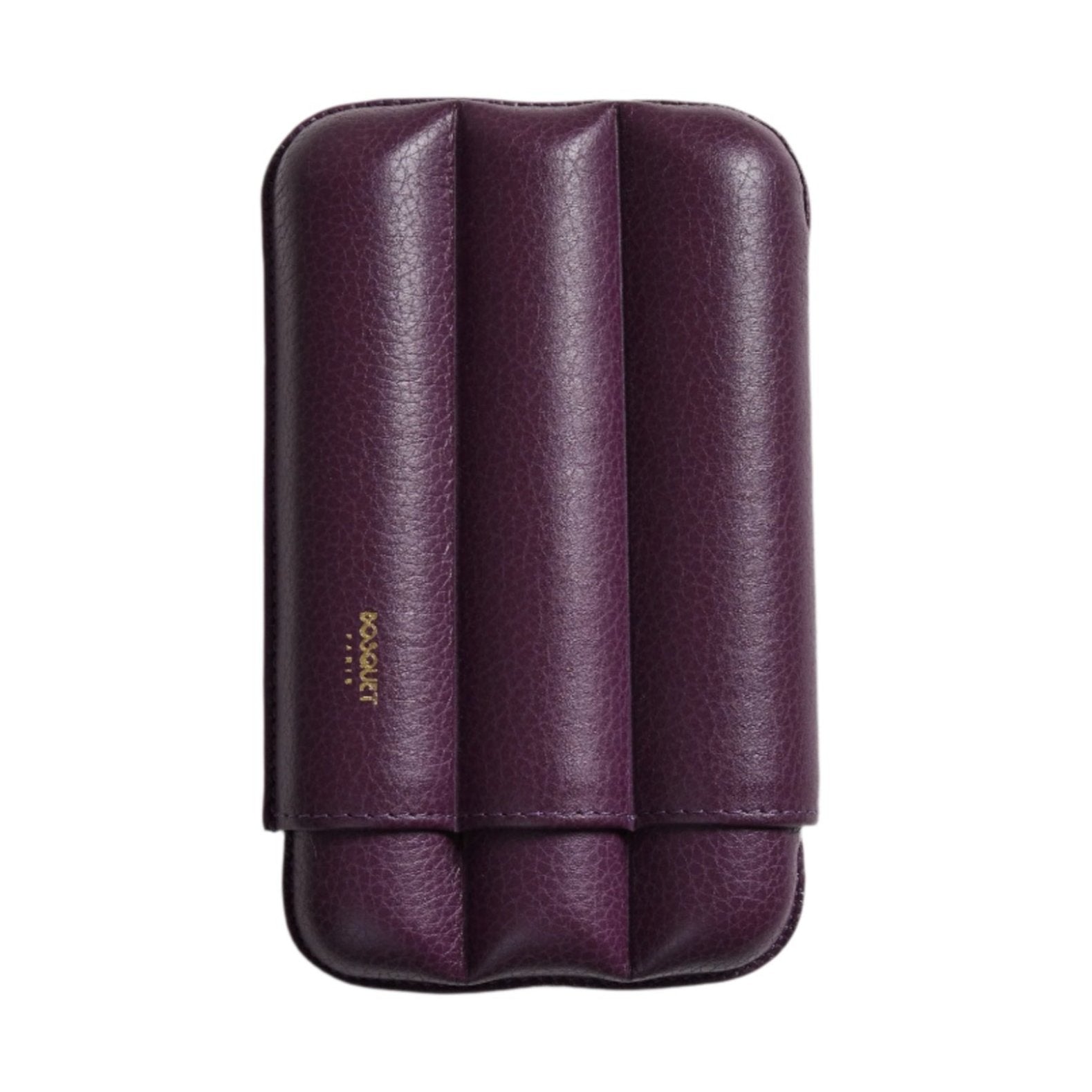 A stylish Bosque Smooth Purple Cylindrical Leather Cigar Case on a white surface.