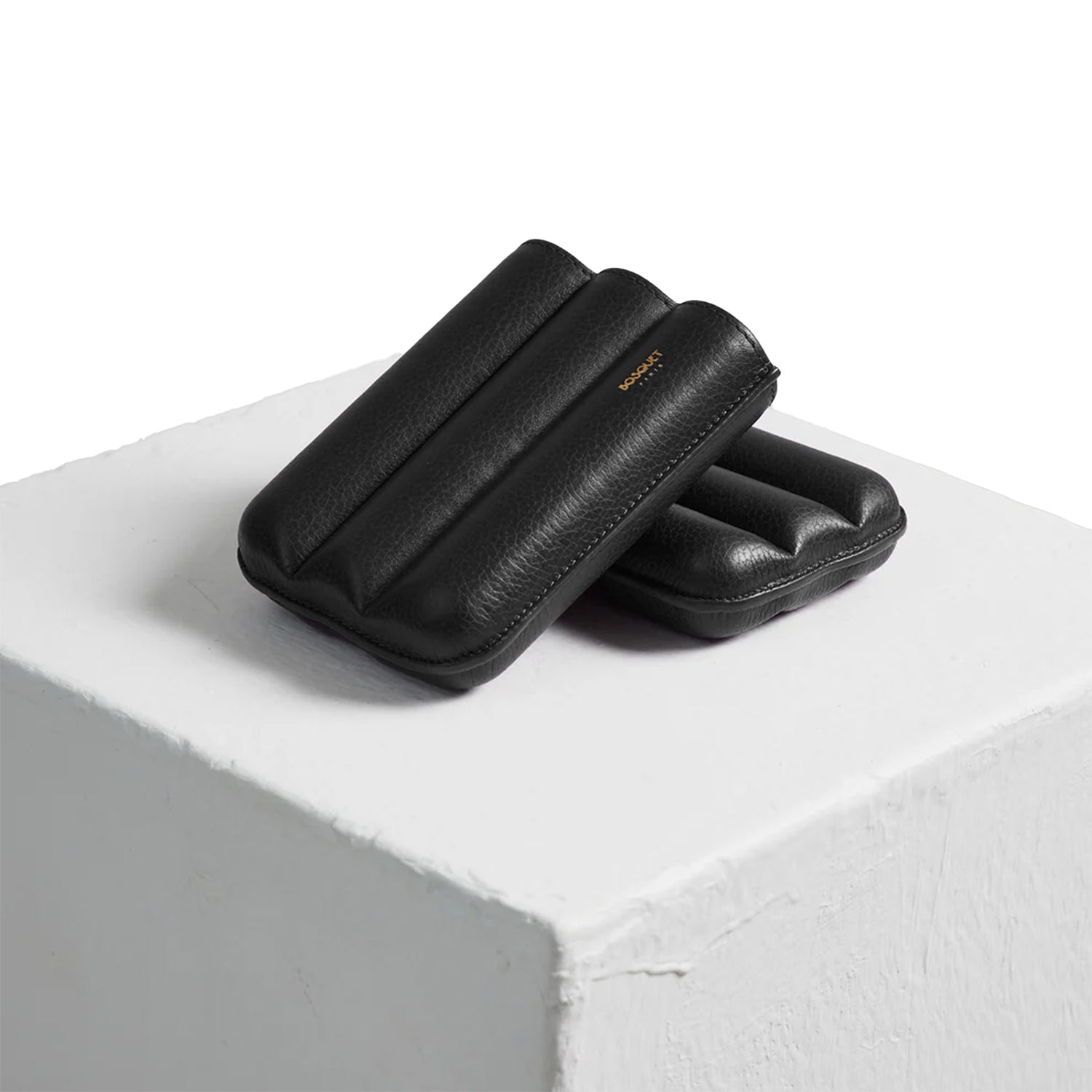 Bosquet Black Grained Leather Cylindrical Cigar Case (3 Cigars)