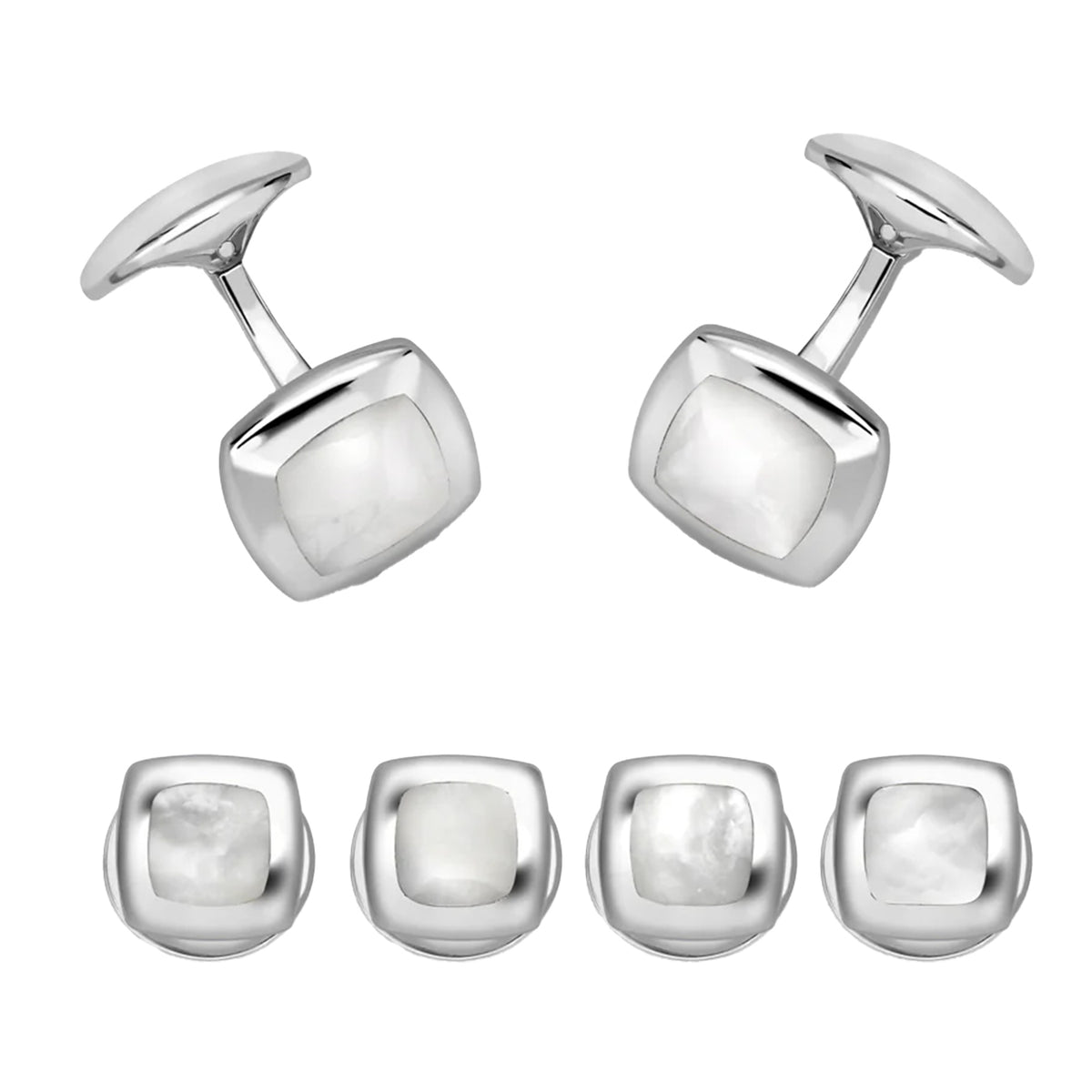 Deakin & Francis Cushion Mother-Of-Pearl Sterling Silver Dress Set