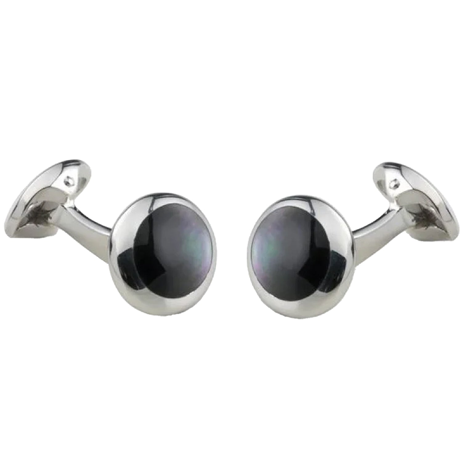 Deakin & Francis Oval Grey Mother-Of-Pearl Sterling Silver Dress Set