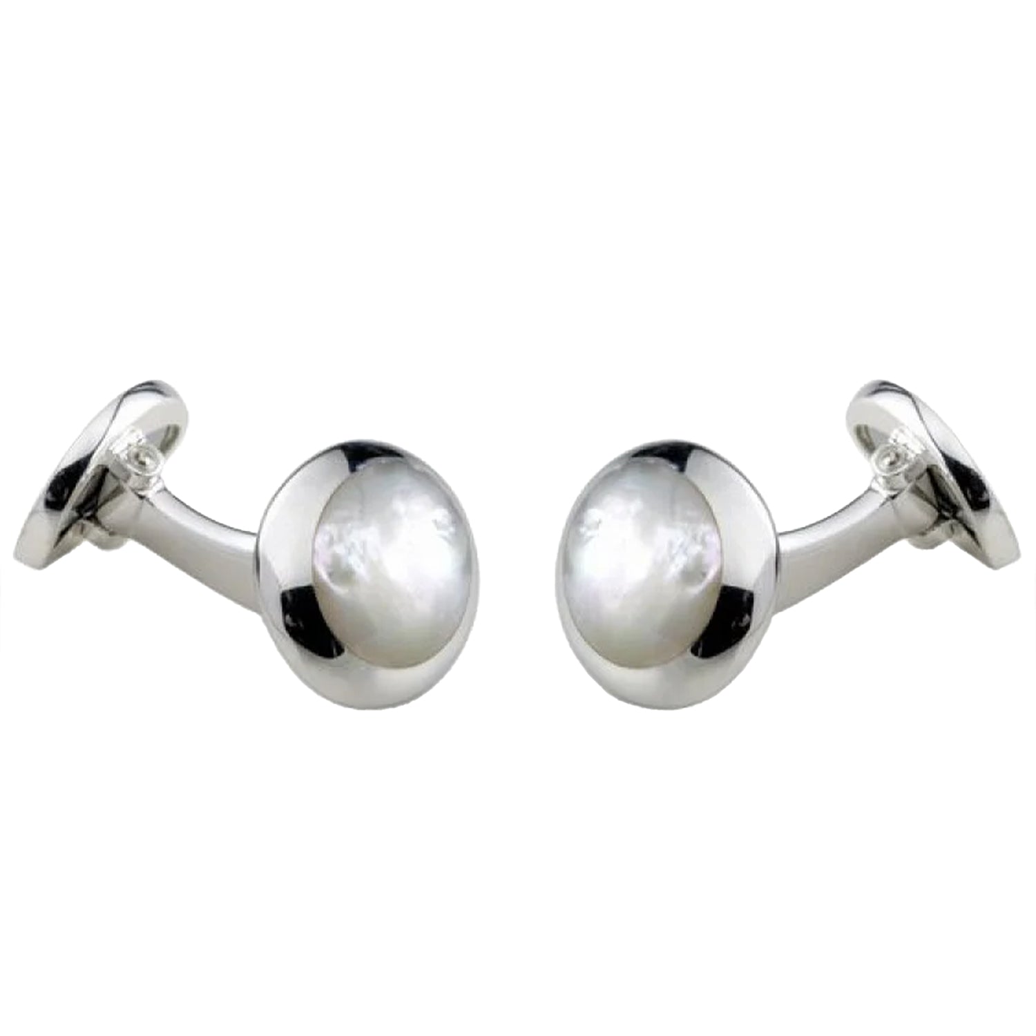 Deakin & Francis Oval White Mother-Of-Pearl Sterling Silver Dress Set