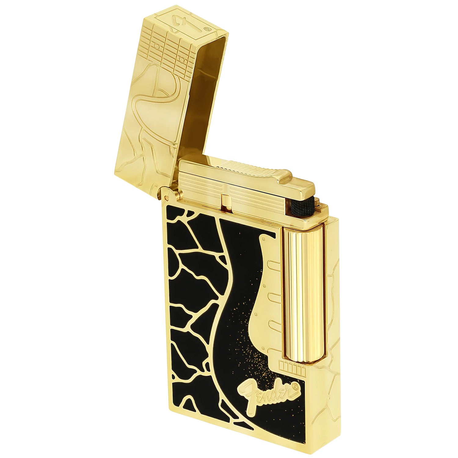 S.T. Dupont Line 2 Fender Black & Gold Lighter | KirbyAllison.com