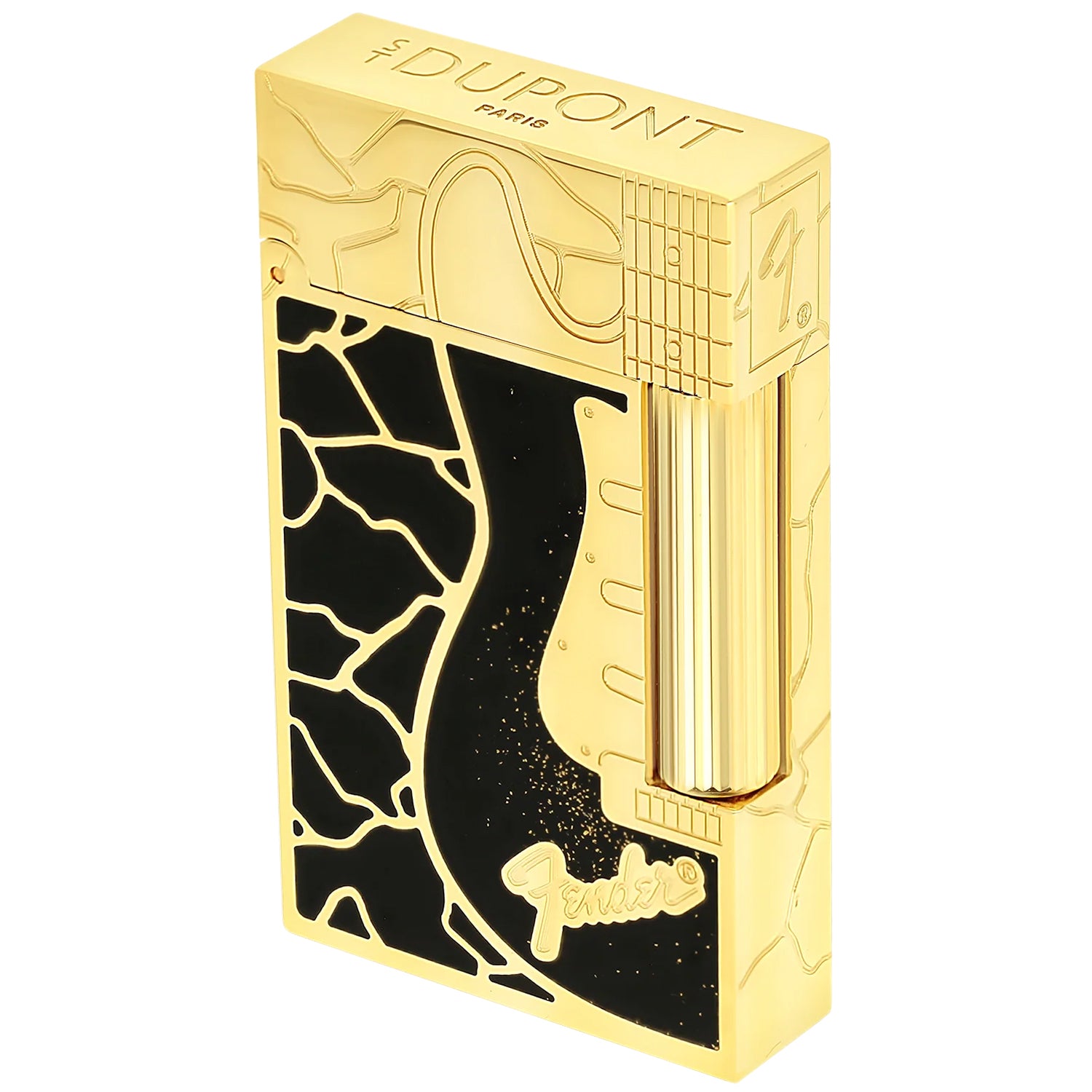 S.T. Dupont Line 2 Fender Black & Gold Lighter | KirbyAllison.com