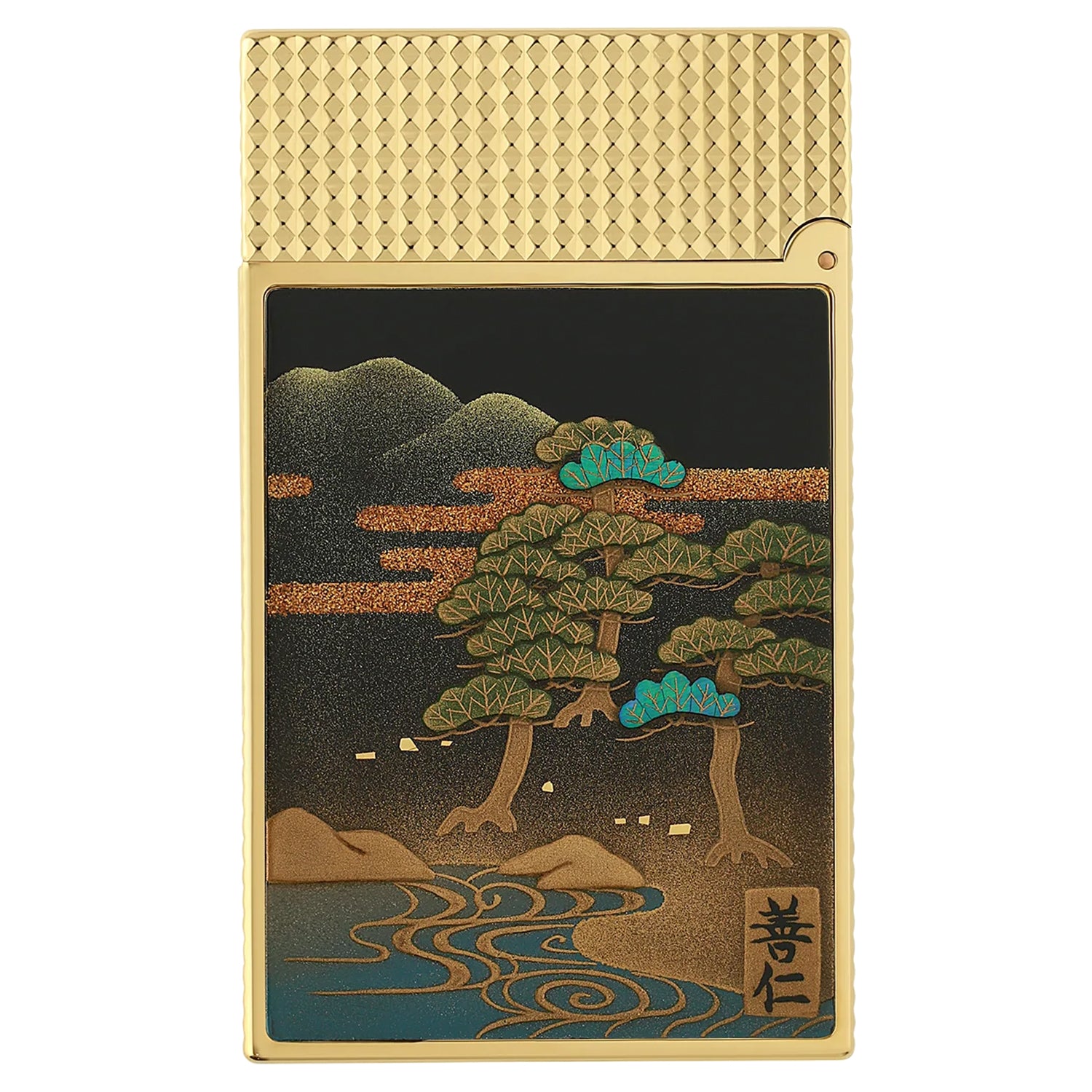 S.T. Dupont Line 2 Limited Edition Maki-e Hikari No Tera Gold Lighter