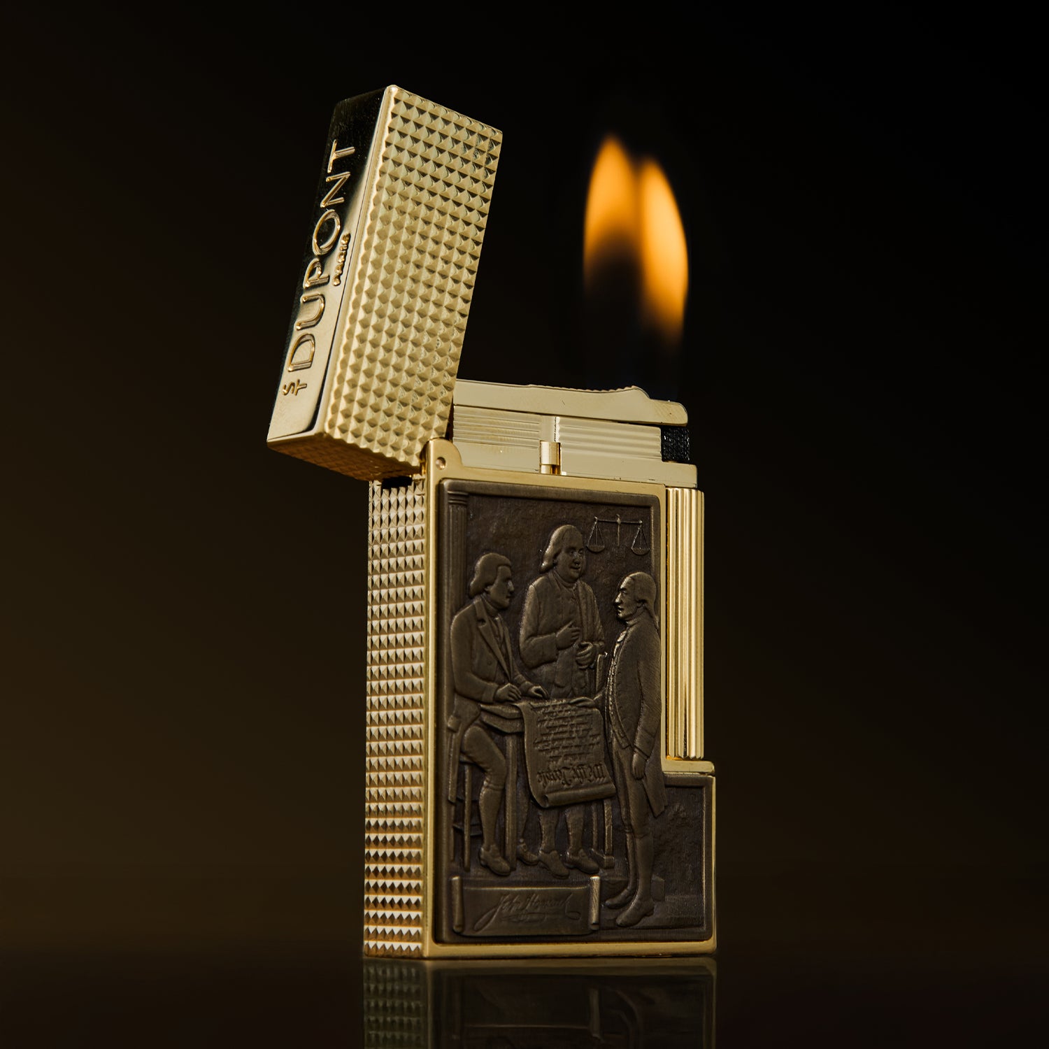 S.T. Dupont Line 2 Haute Creation We The People Gold Finish Lighter (PRE-ORDER)