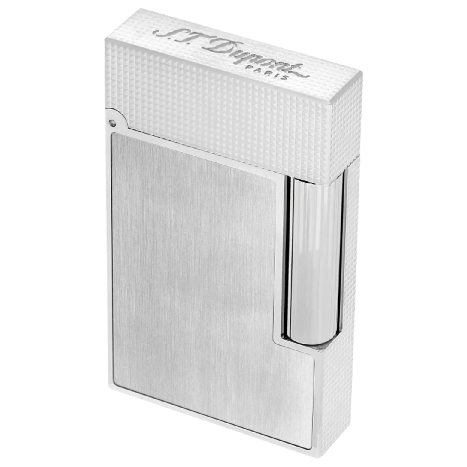 S.T. Dupont Line 2 Micro Diamond Head Brushed Platinum Lighter