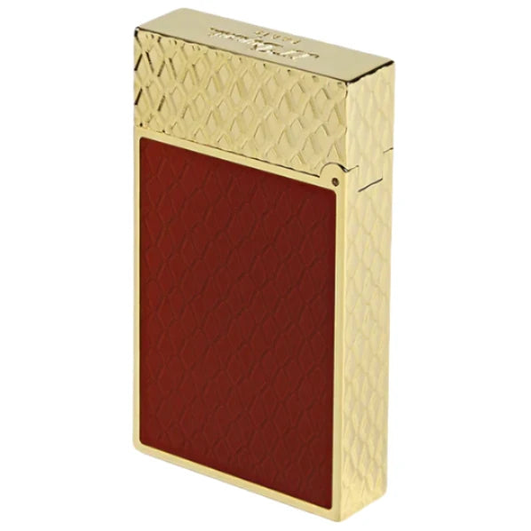 S.T. Dupont Line 2 Red and Gold Lacquer Dragon Scale Guilloche Lighter