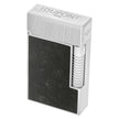 S.T. Dupont lighter with black textured front panel, palladium-colored ribbed top and side accents, displayed at an angle.