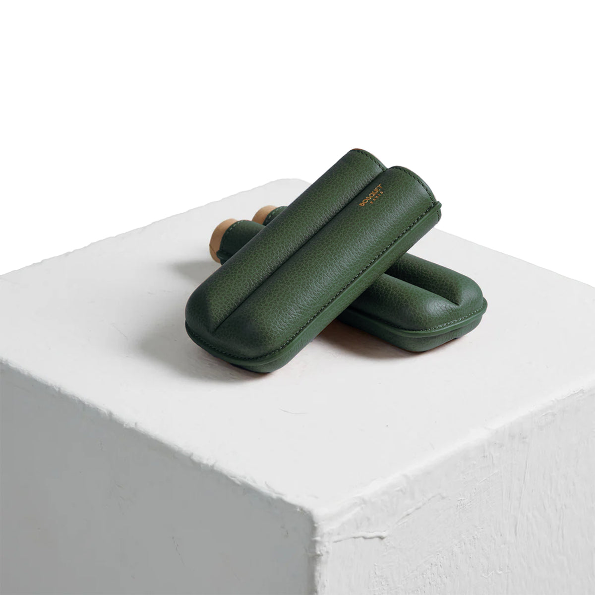 Bosquet Forest Green Grained Leather Cylindrical Cigar Case (2 Cigars)
