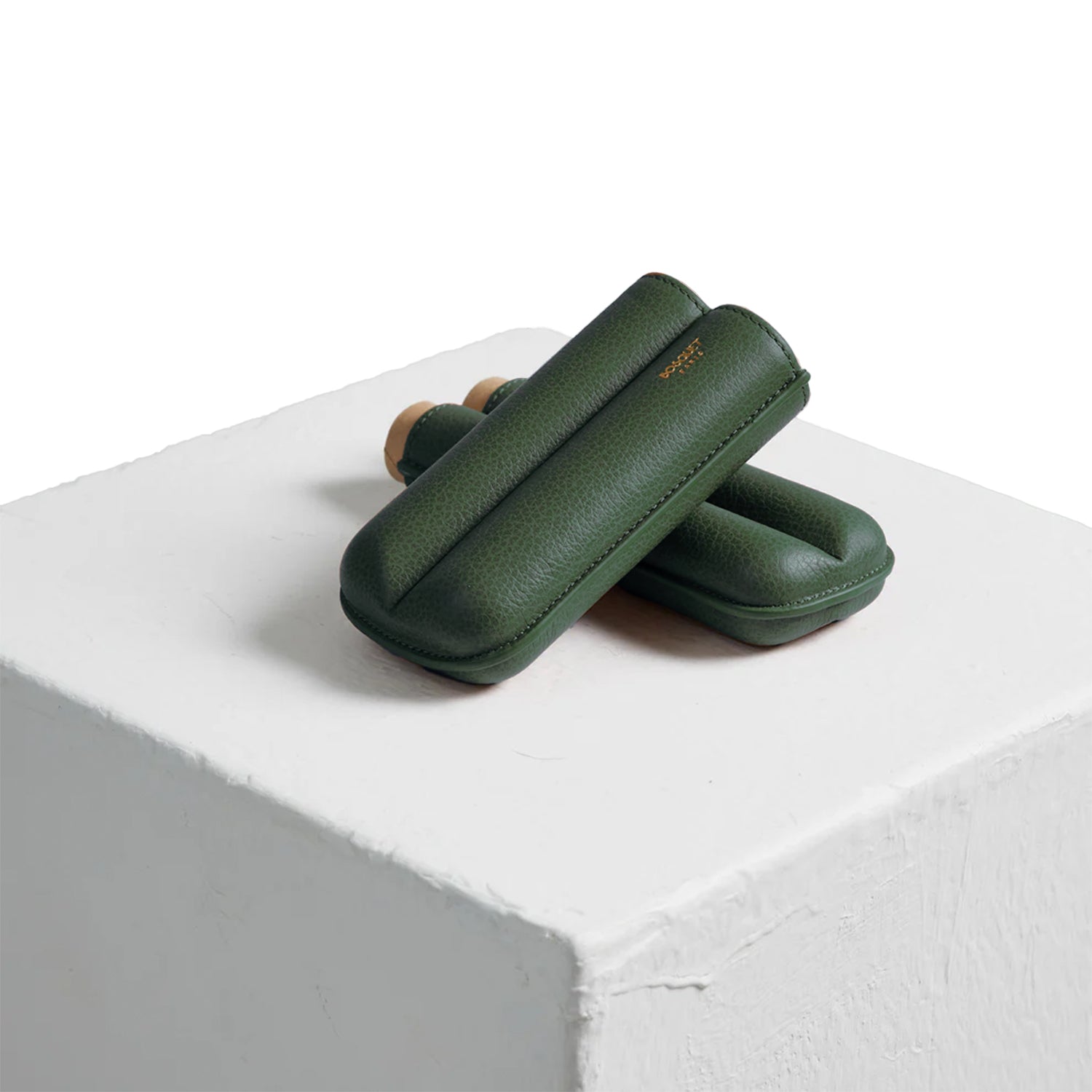 Bosquet Forest Green Grained Leather Cylindrical Cigar Case (2 Cigars)