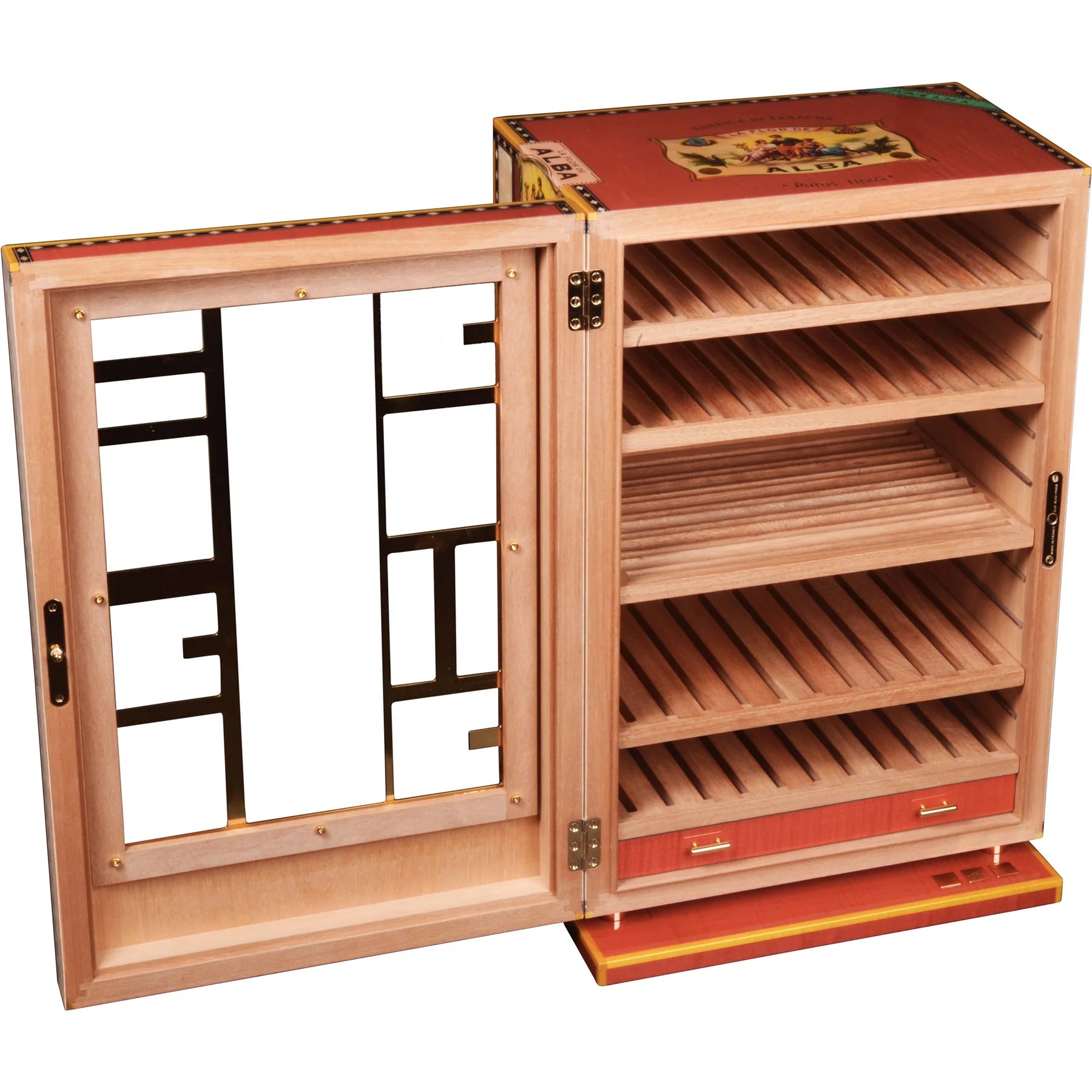 Elie Bleu Red Sycamore Alba Humidor Cabinet  (150 Cigars)