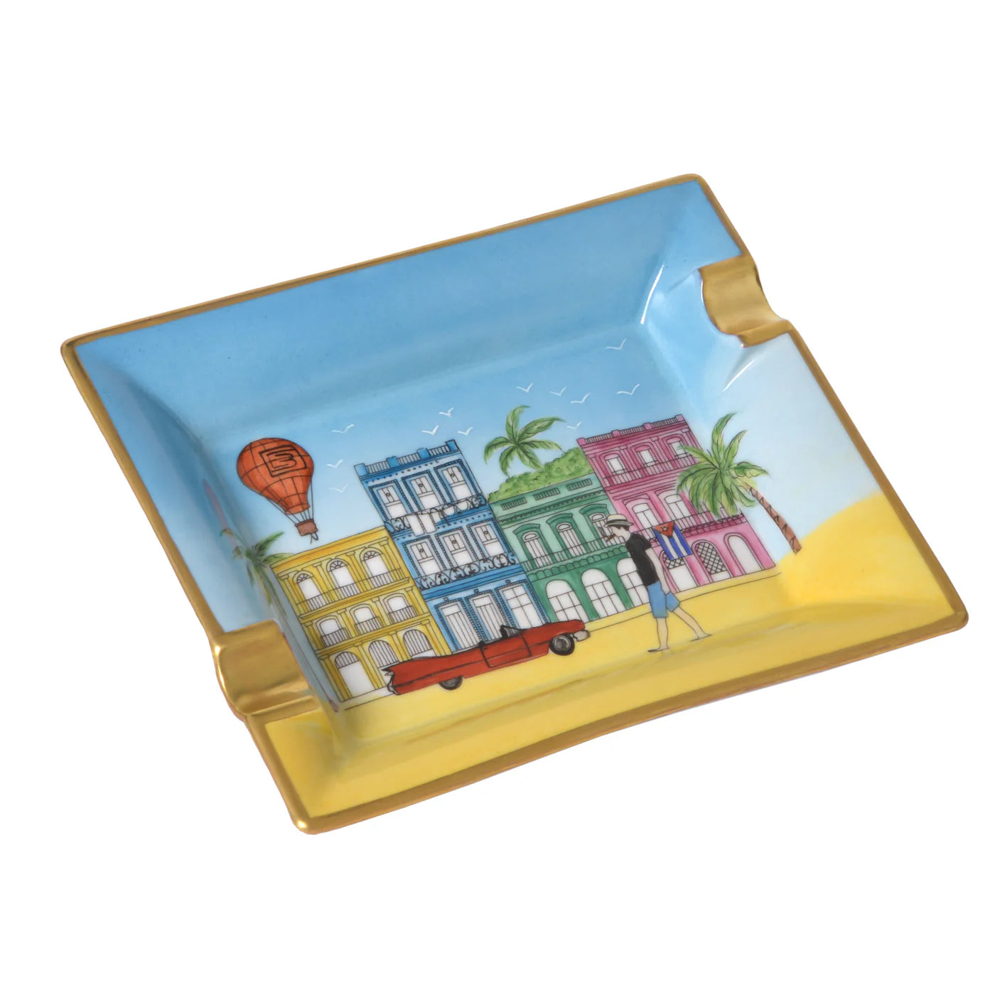 Elie Bleu Casa Cubana "The Cigar Smoker" Hand Painted Ashtray