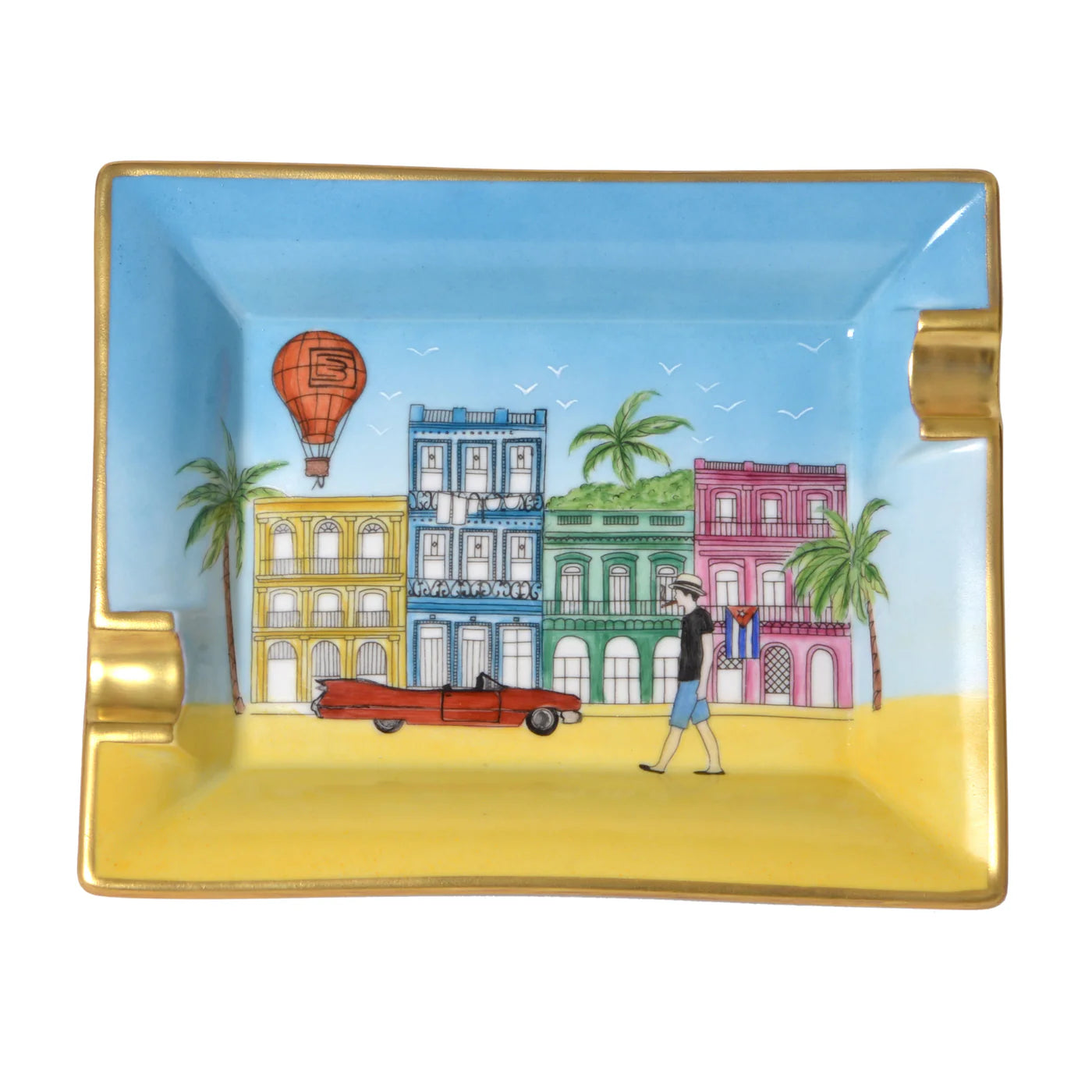 Elie Bleu Casa Cubana "The Cigar Smoker" Hand Painted Ashtray