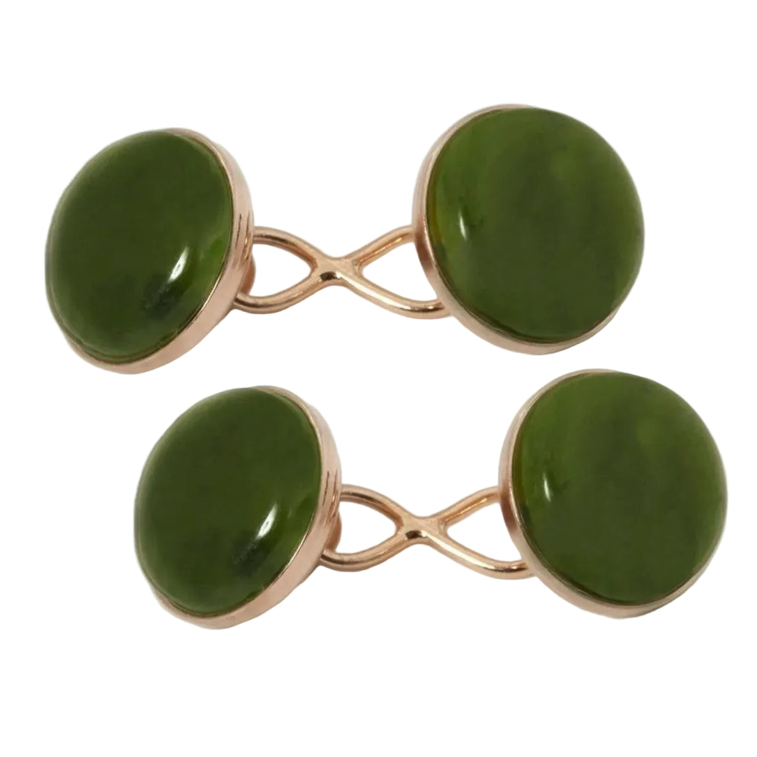 Jade Stone Sterling Silver Capsule Cufflinks