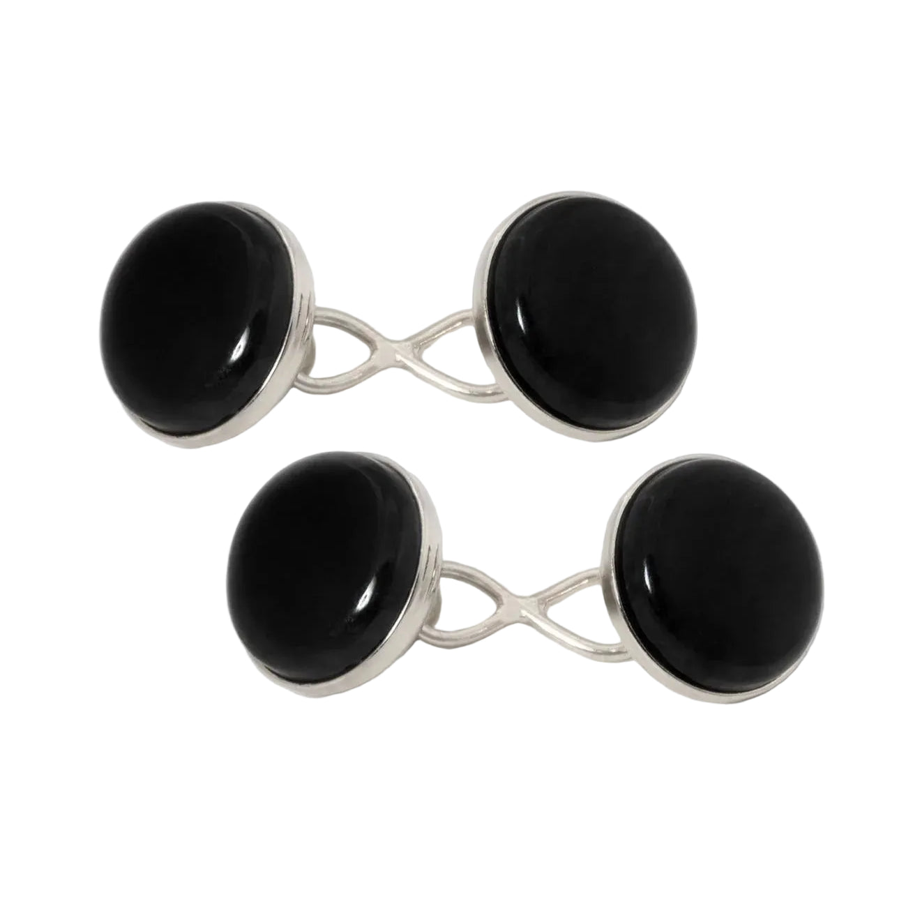 Onyx Stone Sterling Silver Rhodium Plate Capsule Cufflinks