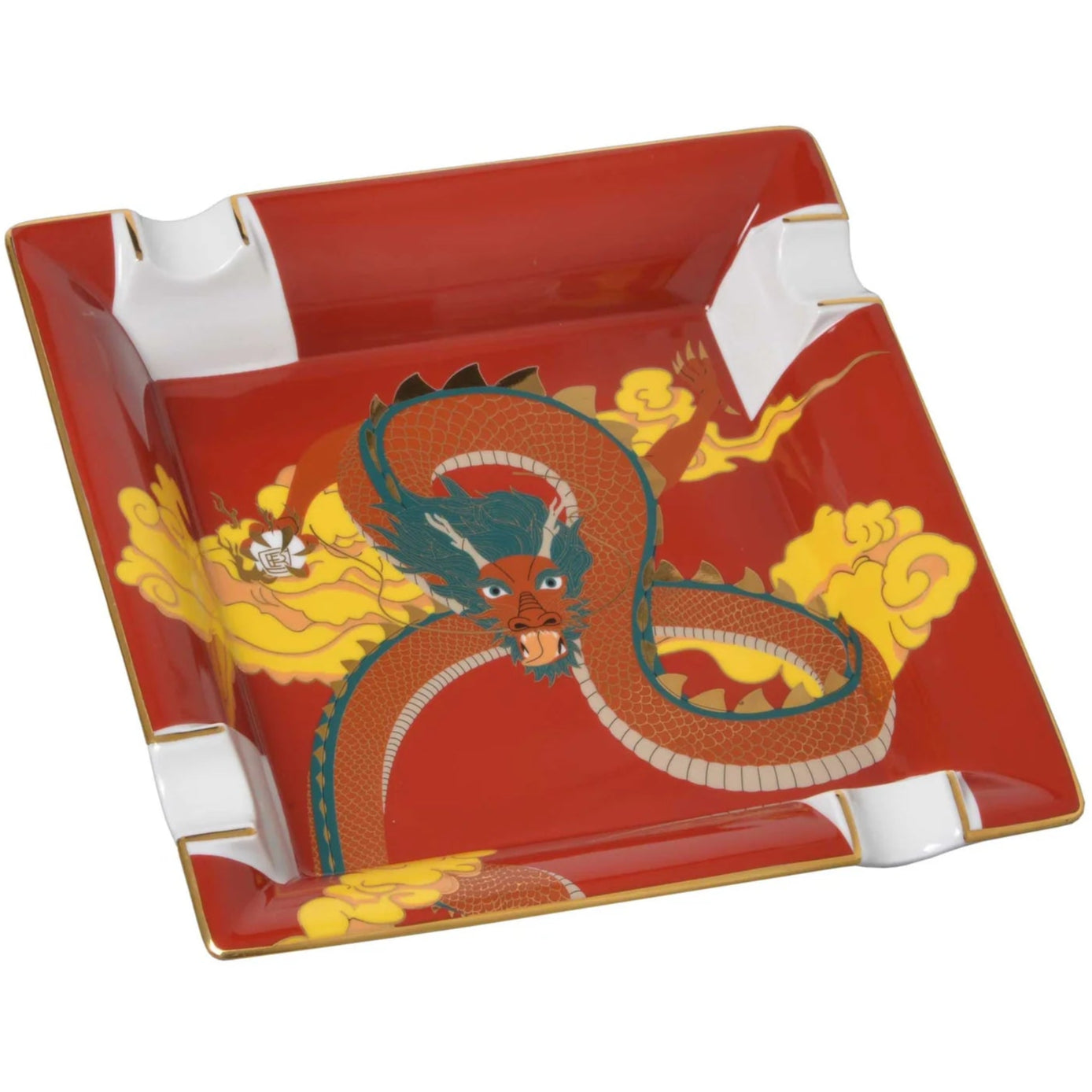 Elie Bleu Dragon Large Porcelain Ashtray | KirbyAllison.com