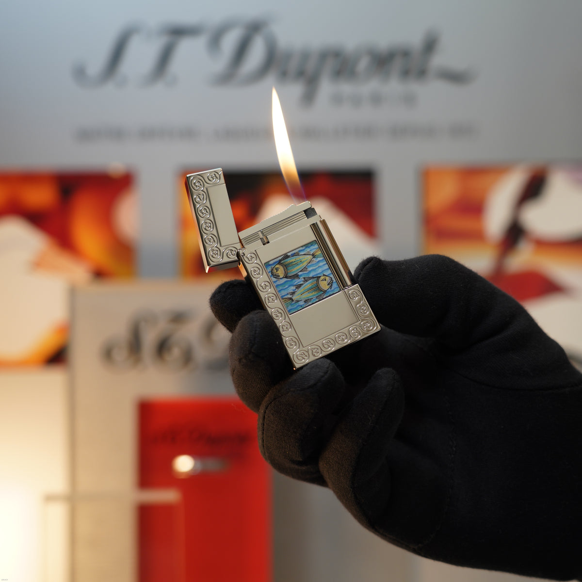 Vintage 2005 S.T. Dupont Trinacria Sicilian mosaic ceramic Limited Edition Palladium Large Ligne 2 Lighter – No.122/295 Clink Sound