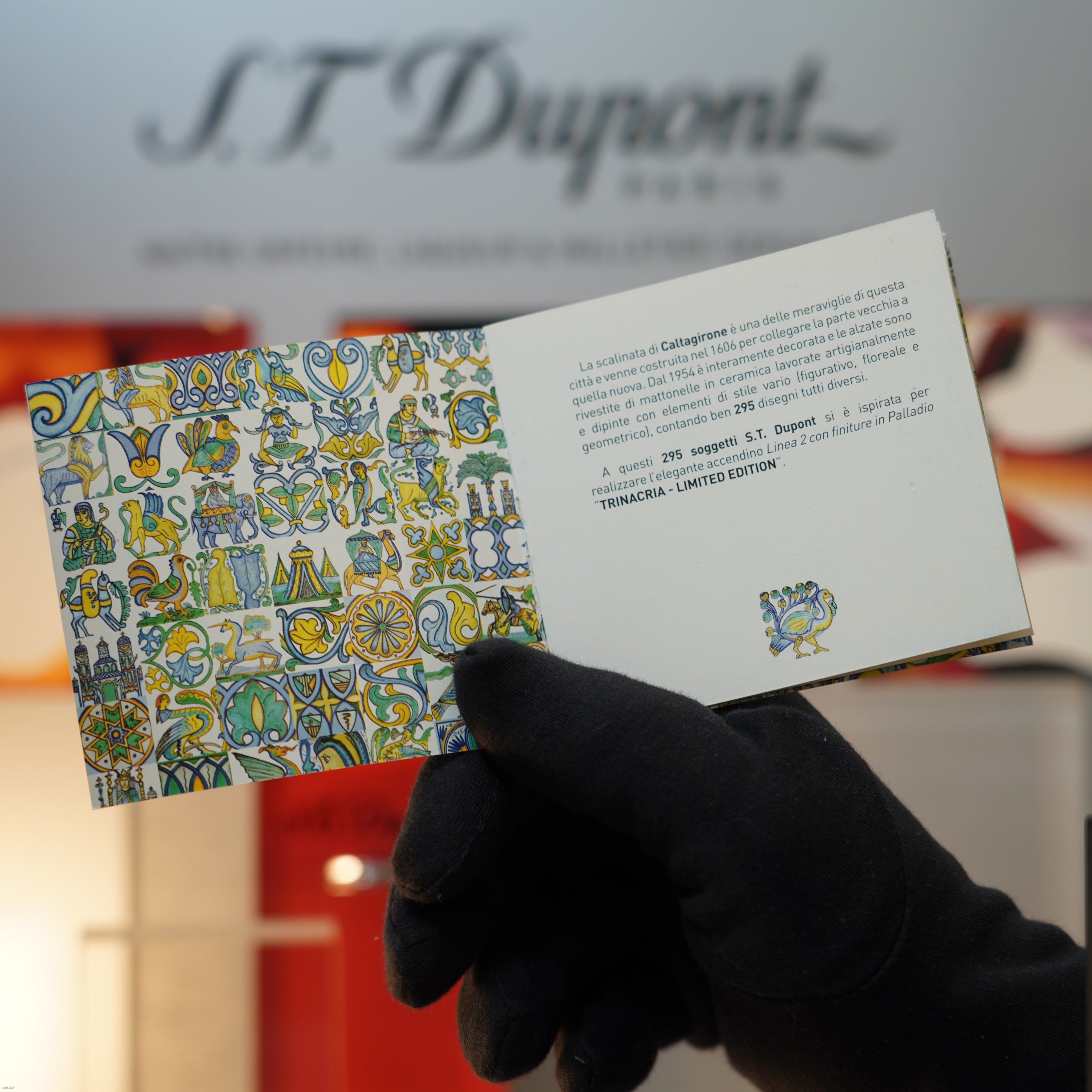 Vintage 2005 S.T. Dupont Trinacria Sicilian mosaic ceramic Limited Edition Palladium Large Ligne 2 Lighter – No.122/295 Clink Sound