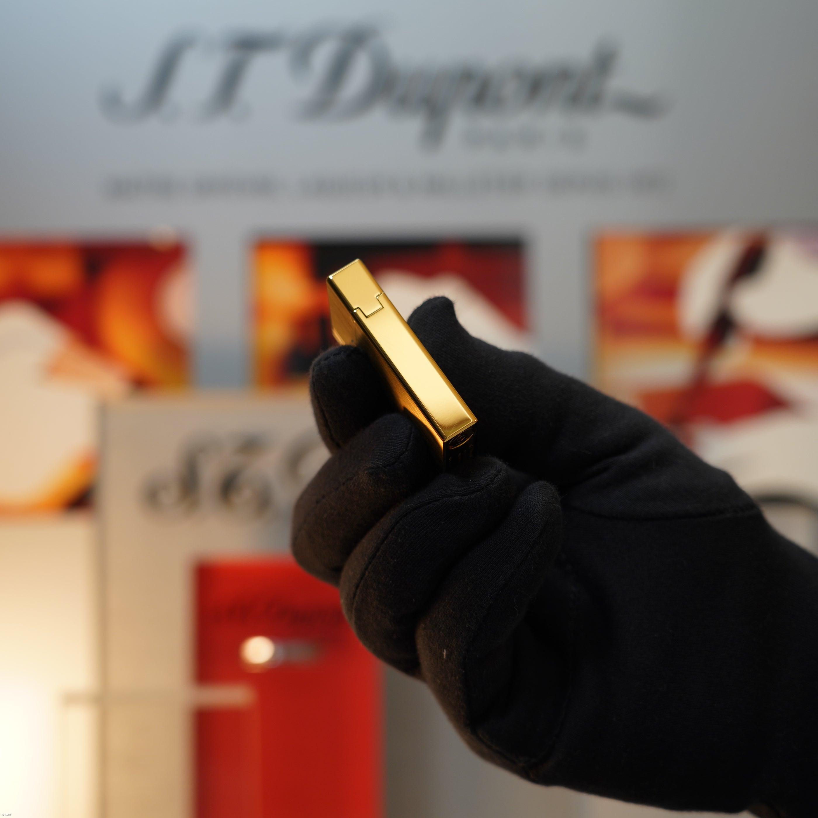 Vintage 1989 S.T. Dupont Gatsby Gold Brushed Heavy 24k Gold Finish Ligne 2 Lighter Clink Sound