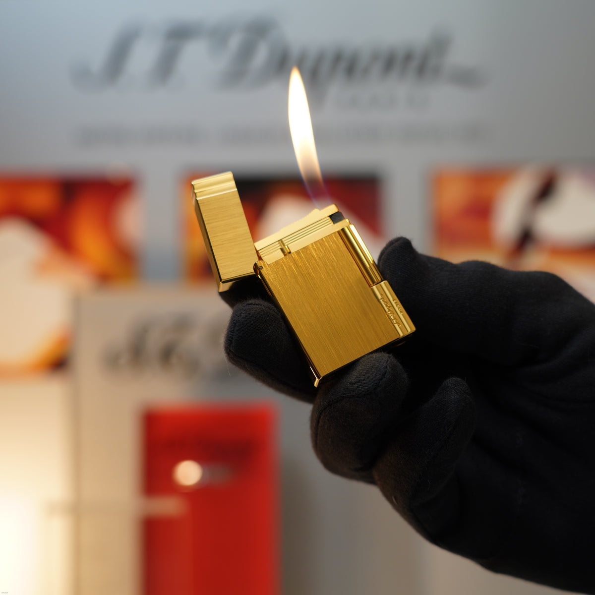 Vintage 1989 S.T. Dupont Gatsby Gold Brushed Heavy 24k Gold Finish Ligne 2 Lighter Clink Sound