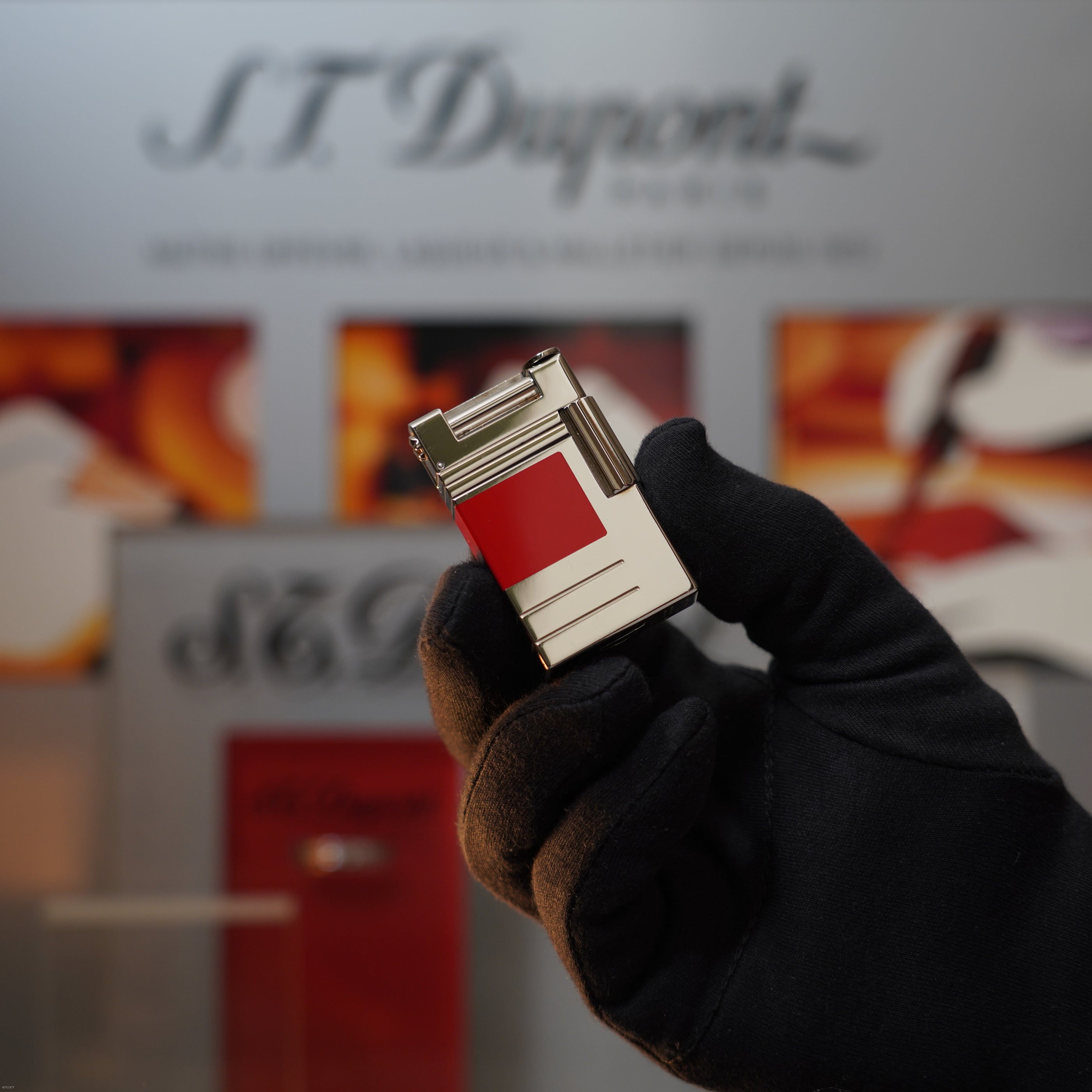 Vintage 2000 S.T. Dupont Ligne 1 Limited Edition “Abstraction Urban” Platinum Red Lacquer Lighter