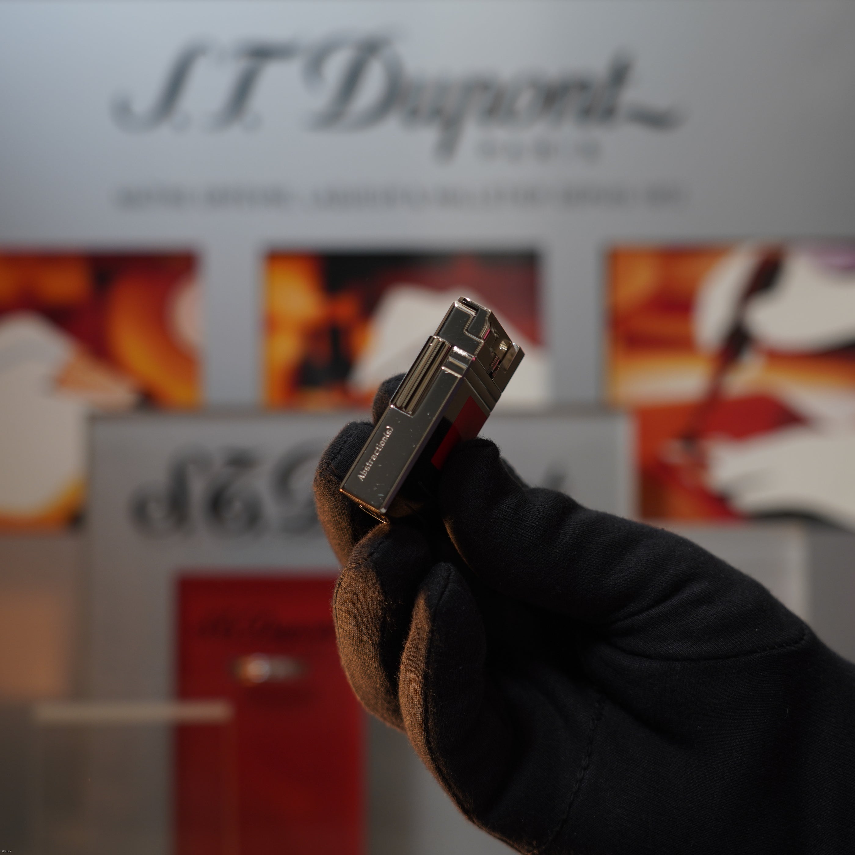 Vintage 2000 S.T. Dupont Ligne 1 Limited Edition “Abstraction Urban” Platinum Red Lacquer Lighter