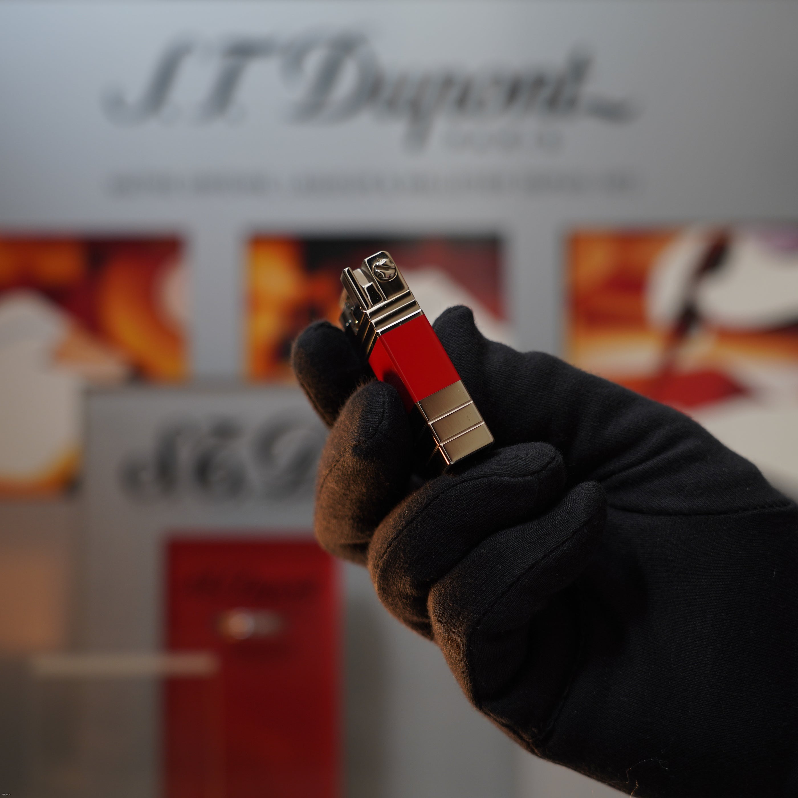 Vintage 2000 S.T. Dupont Ligne 1 Limited Edition “Abstraction Urban” Platinum Red Lacquer Lighter