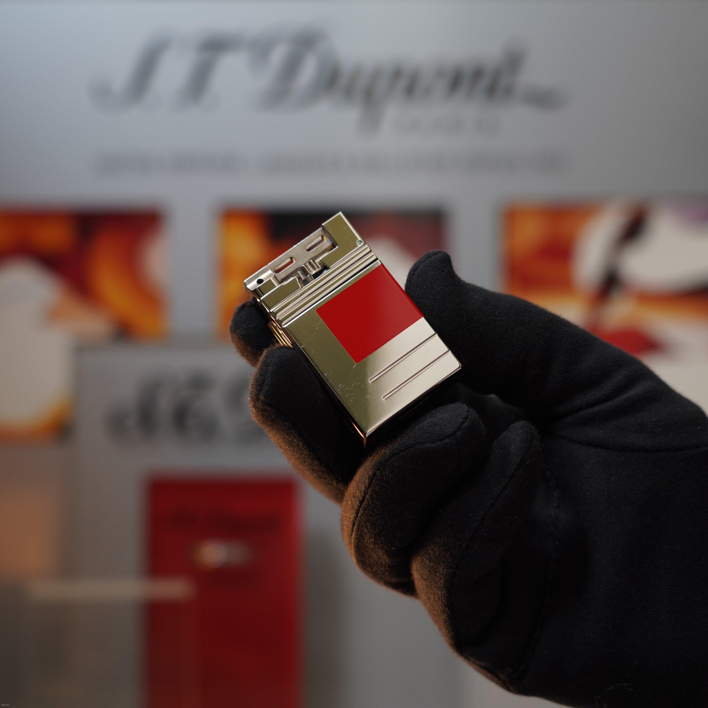 Vintage 2000 S.T. Dupont Ligne 1 Limited Edition “Abstraction Urban” Platinum Red Lacquer Lighter