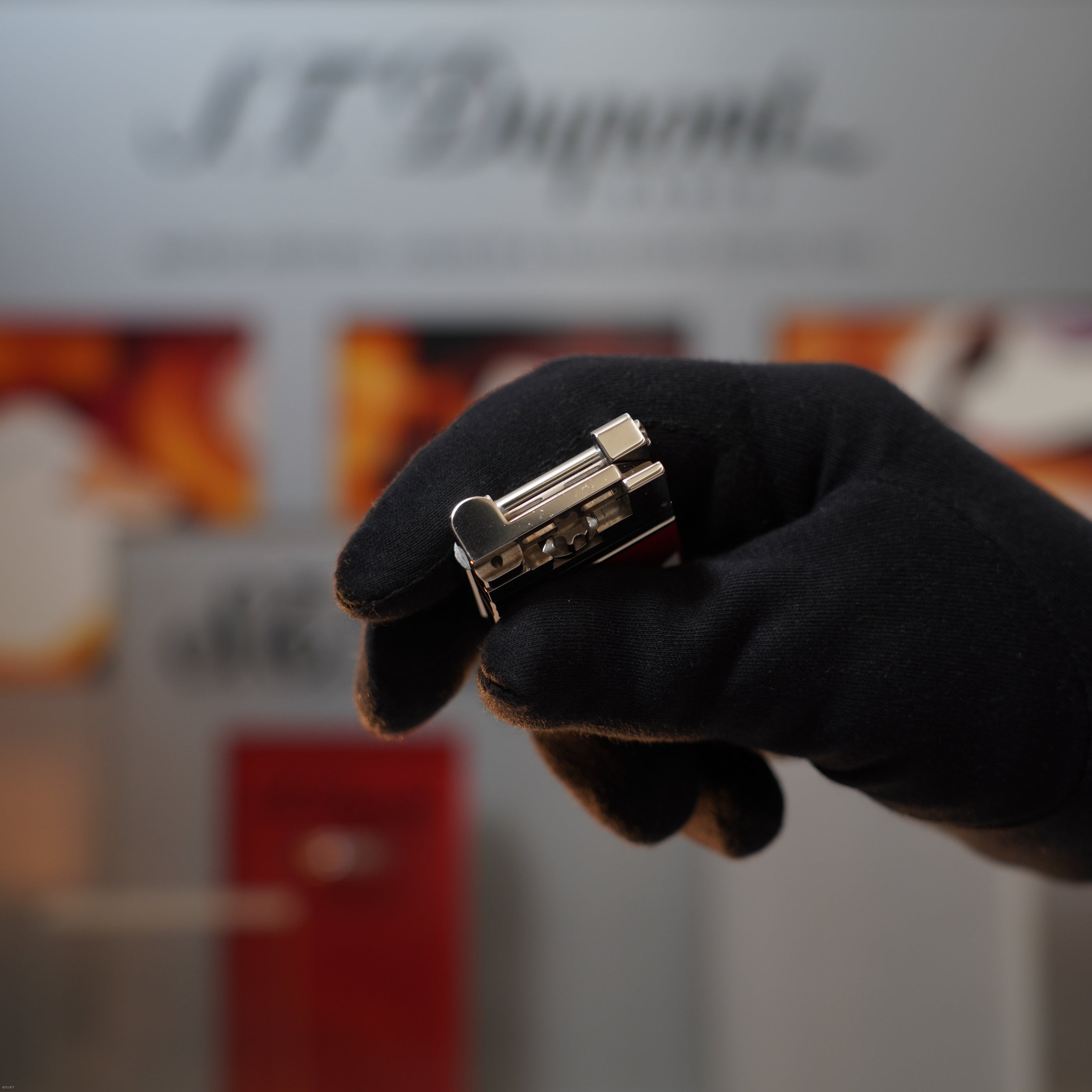 Vintage 2000 S.T. Dupont Ligne 1 Limited Edition “Abstraction Urban” Platinum Red Lacquer Lighter