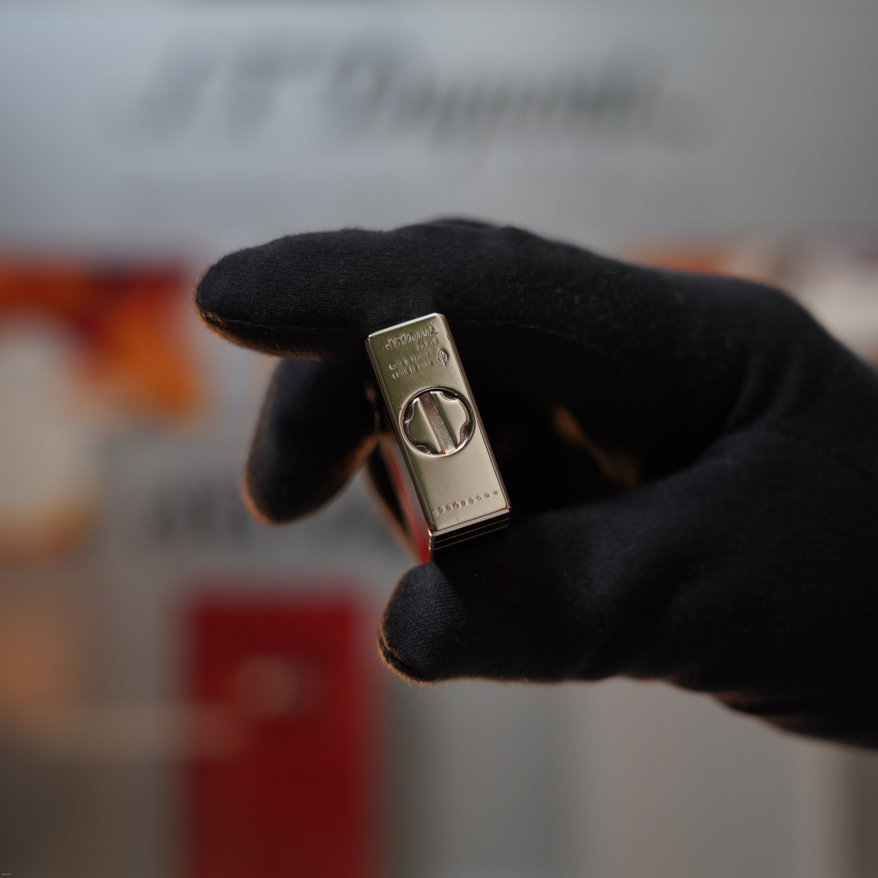 Vintage 2000 S.T. Dupont Ligne 1 Limited Edition “Abstraction Urban” Platinum Red Lacquer Lighter