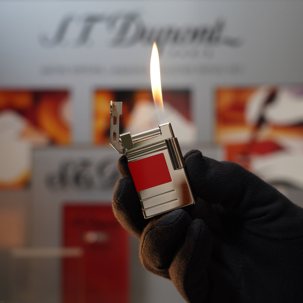 Vintage 2000 S.T. Dupont Ligne 1 Limited Edition “Abstraction Urban” Platinum Red Lacquer Lighter
