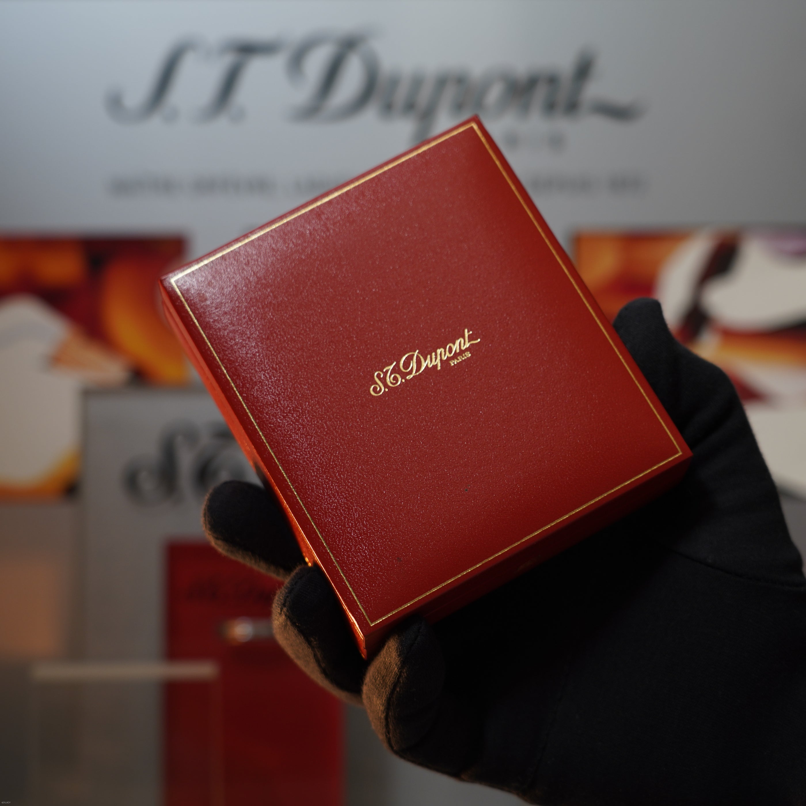 Vintage 2000 S.T. Dupont Ligne 1 Limited Edition “Abstraction Urban” Platinum Red Lacquer Lighter
