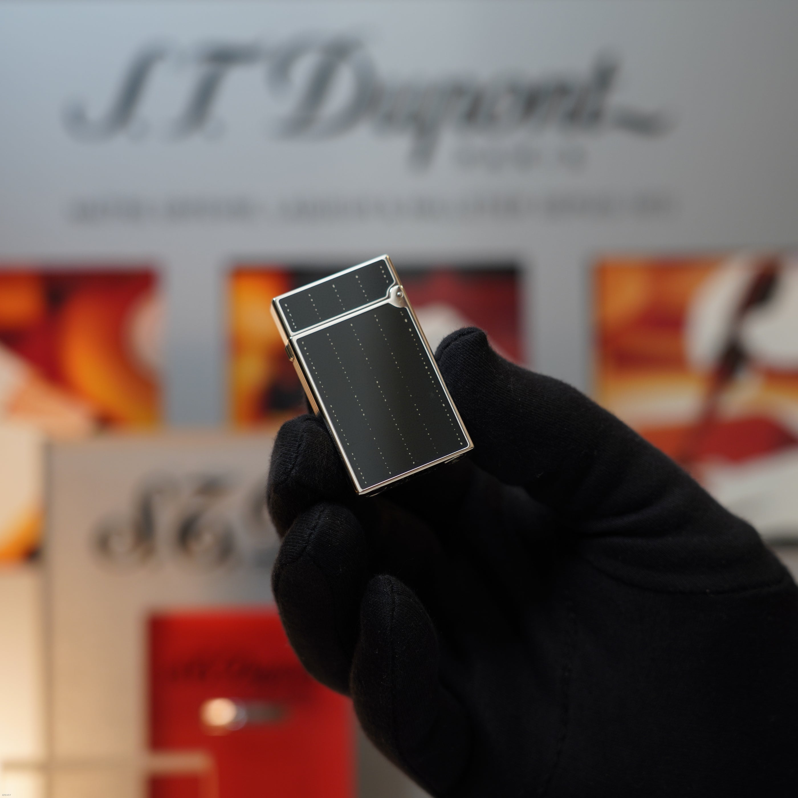 Vintage March 1996 S.T. Dupont “Fantasia” Limited Edition Heavy Platinum Blue‑Grey Lacquer Lighter