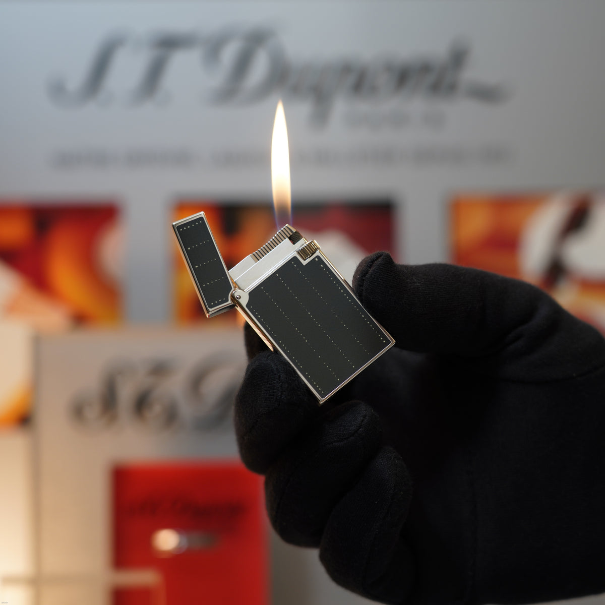 Vintage March 1996 S.T. Dupont “Fantasia” Limited Edition Heavy Platinum Blue‑Grey Lacquer Lighter