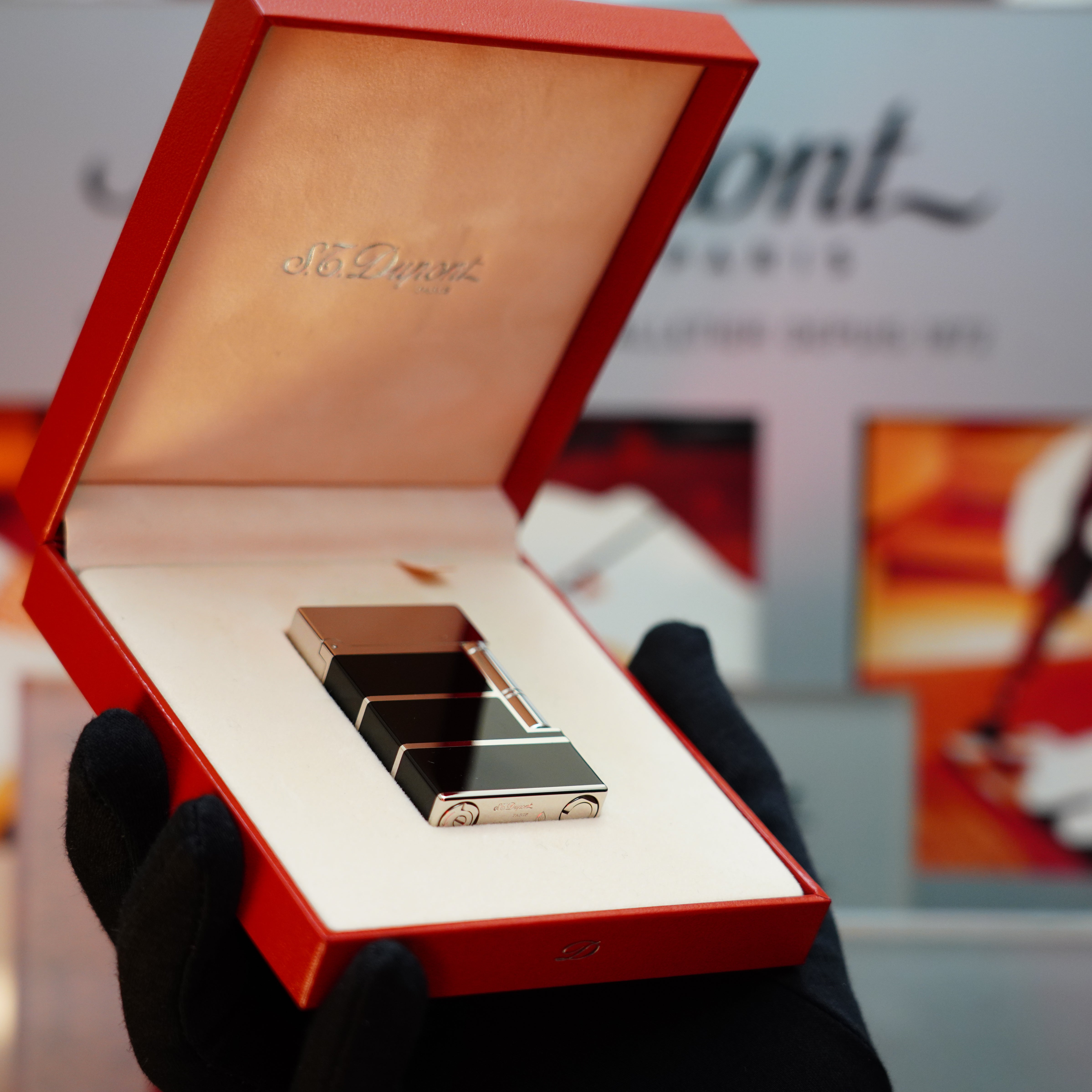 Vintage 1993 St Dupont Noire Heavy Palladium Finish Placage