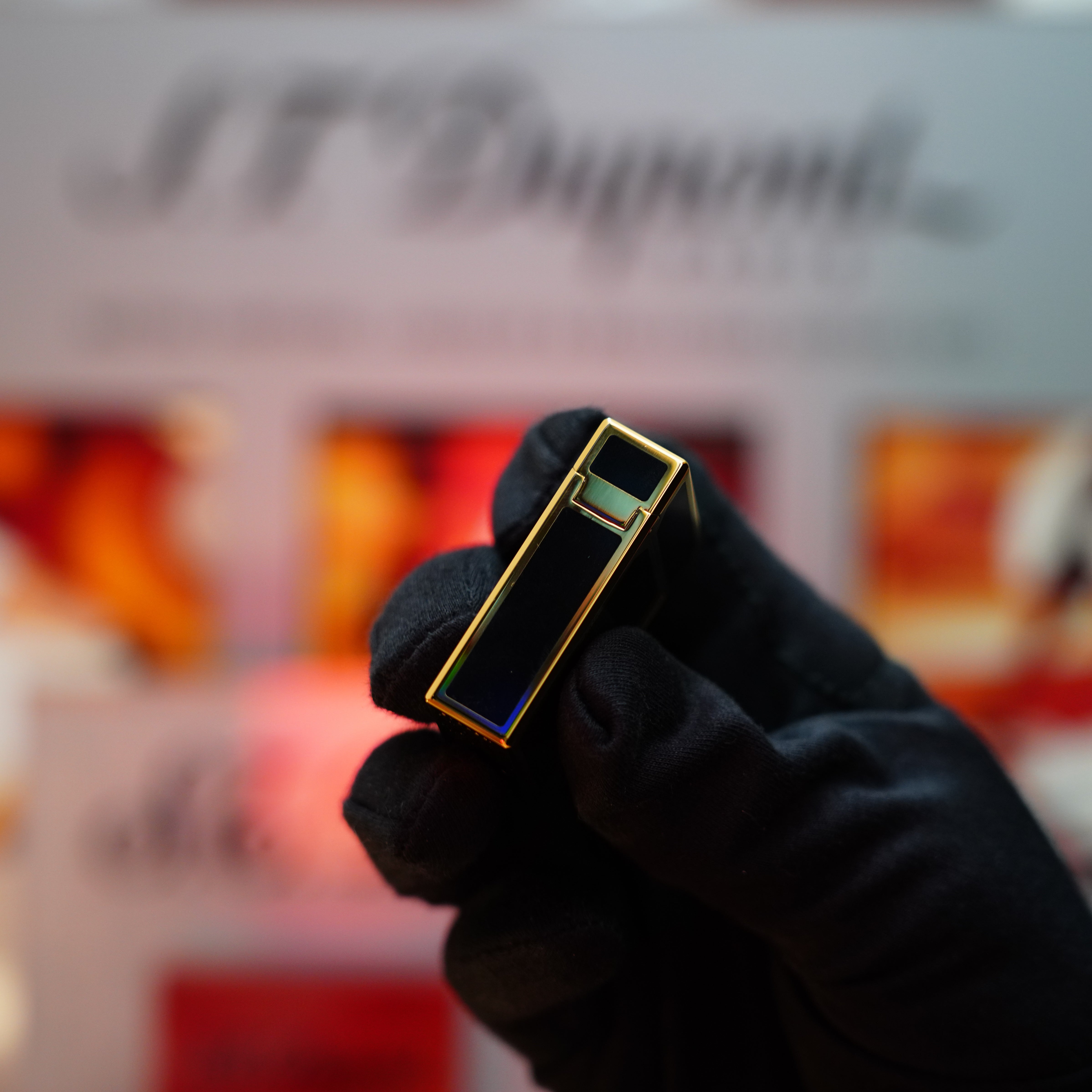 Vintage 1990 S.T. Dupont Noire Heavy 24k Gold Matte Black Lacquer