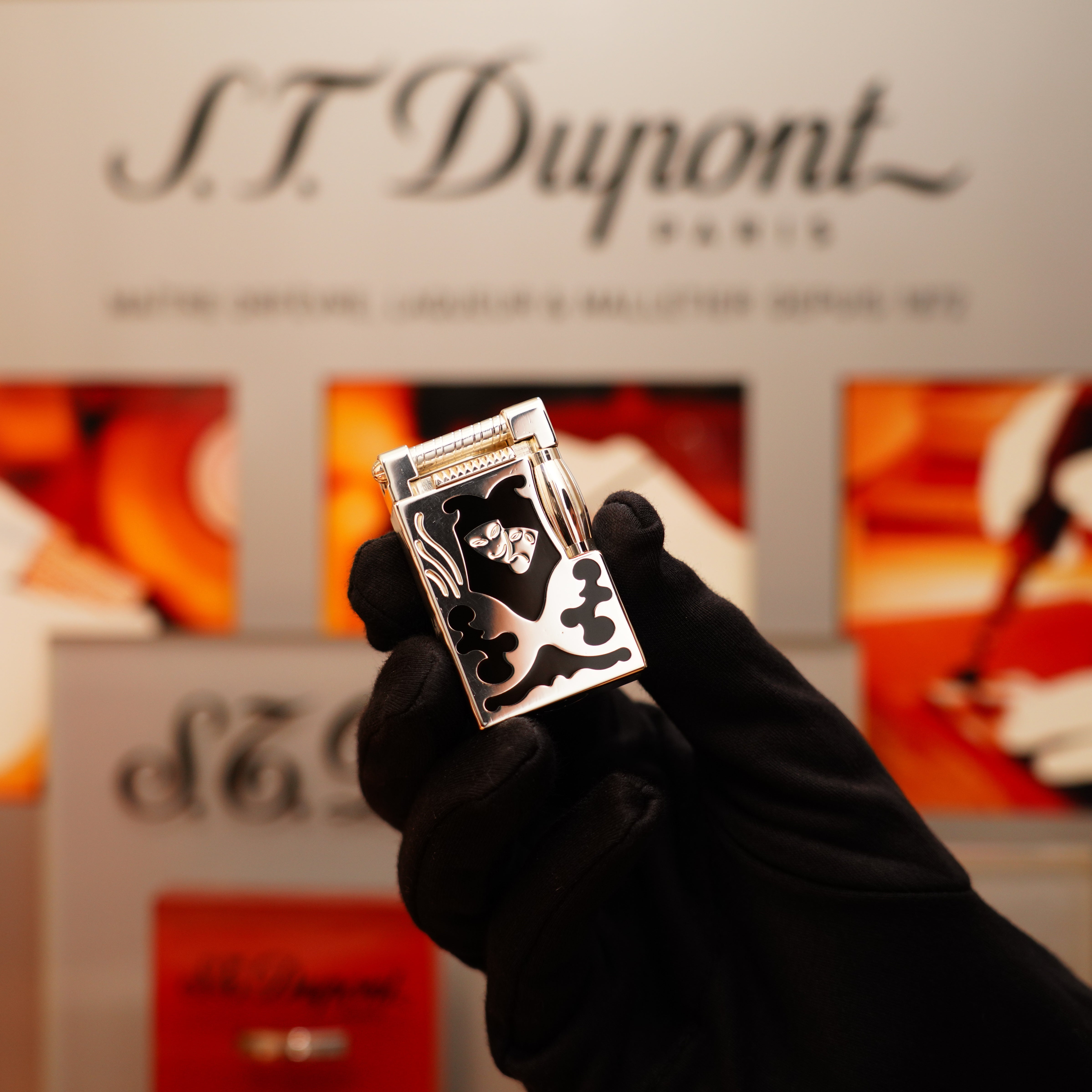 ST dupontライター刻印希少品 Vintage 1997 St Dupont Heavy Platinum Black Natural Lacquer Early