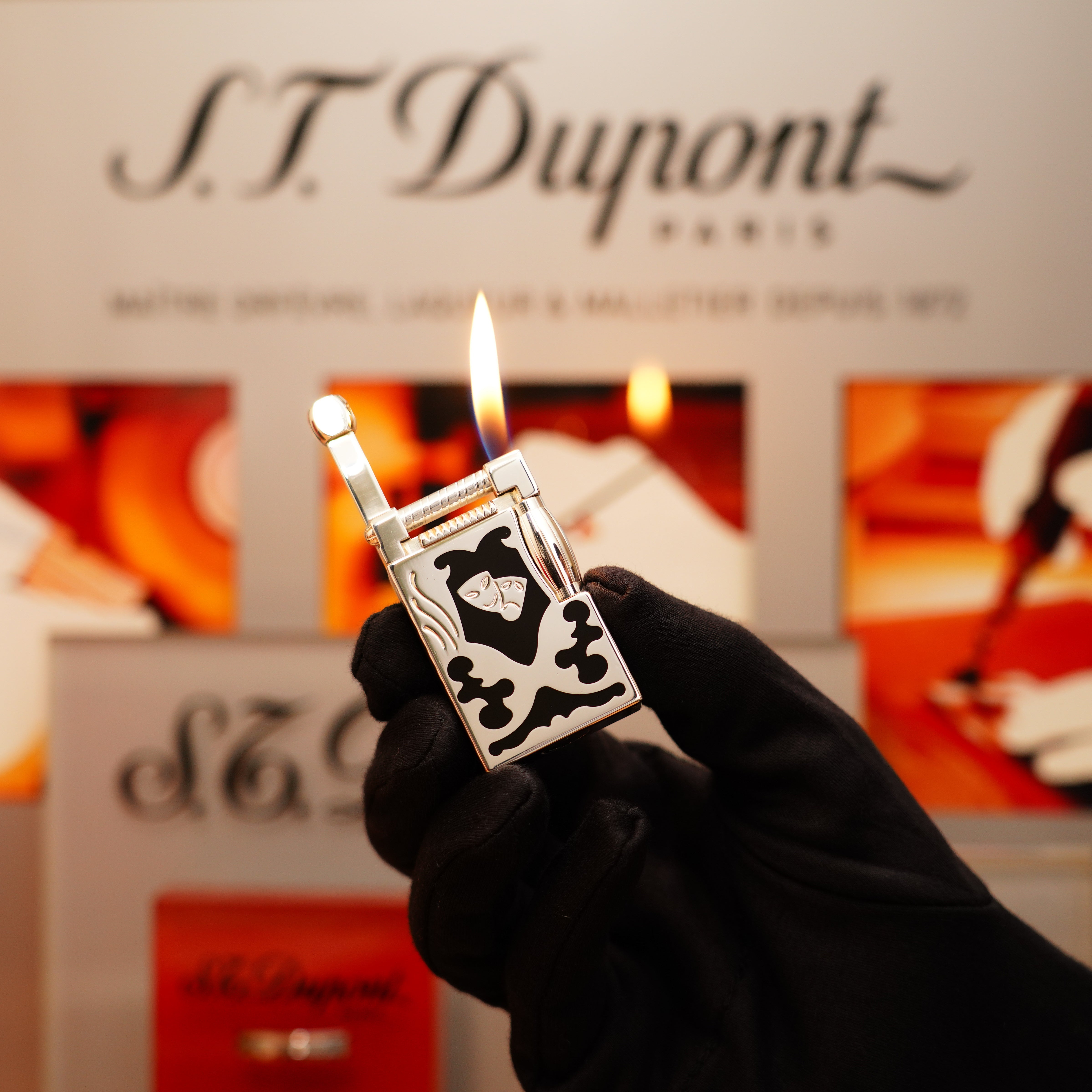 Vintage 1997 St Dupont Heavy Platinum Black Natural Lacquer Early