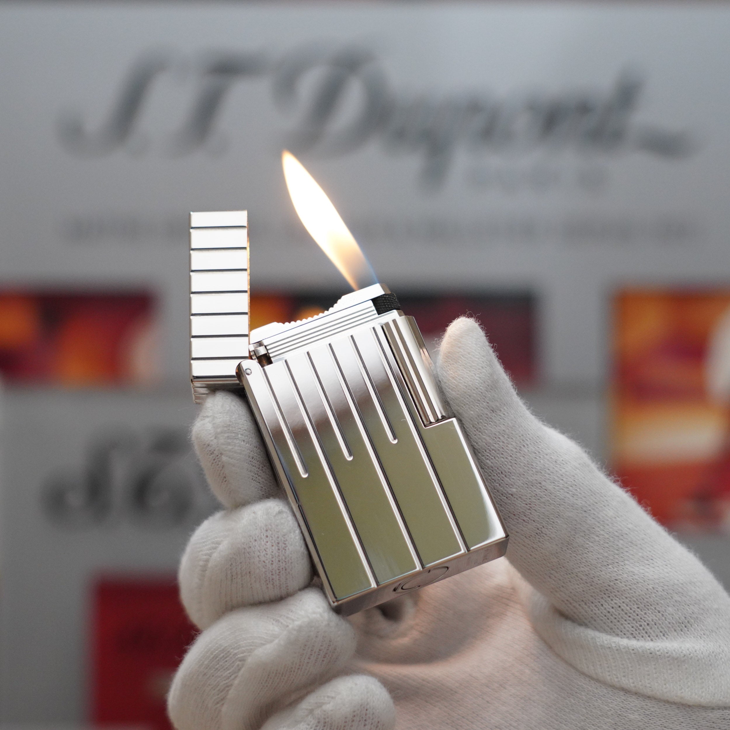 Vintage S.T. Dupont Limited Grand Master Perspective 2000 Palladium Plated Lighter