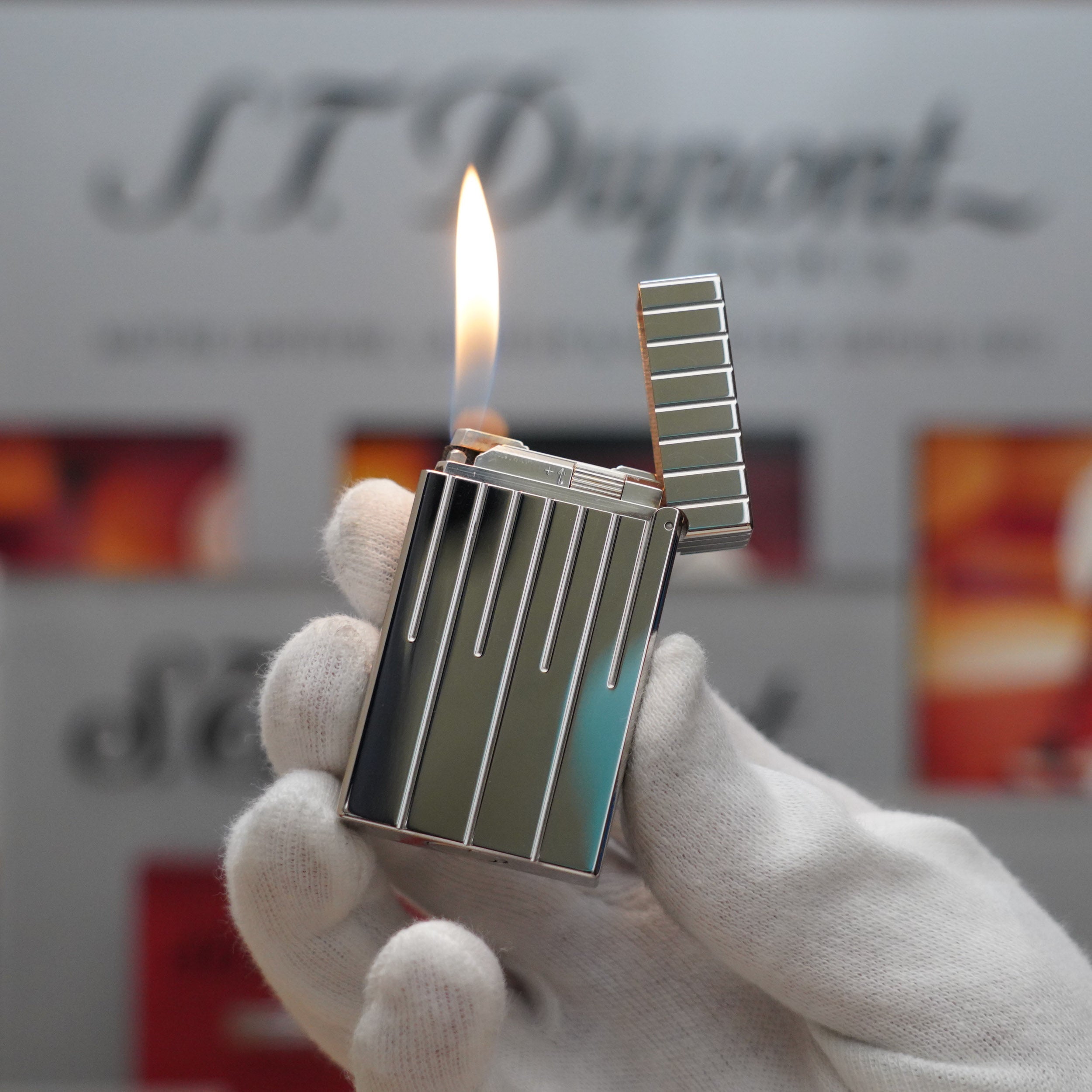 Vintage S.T. Dupont Limited Grand Master Perspective 2000 Palladium Plated Lighter