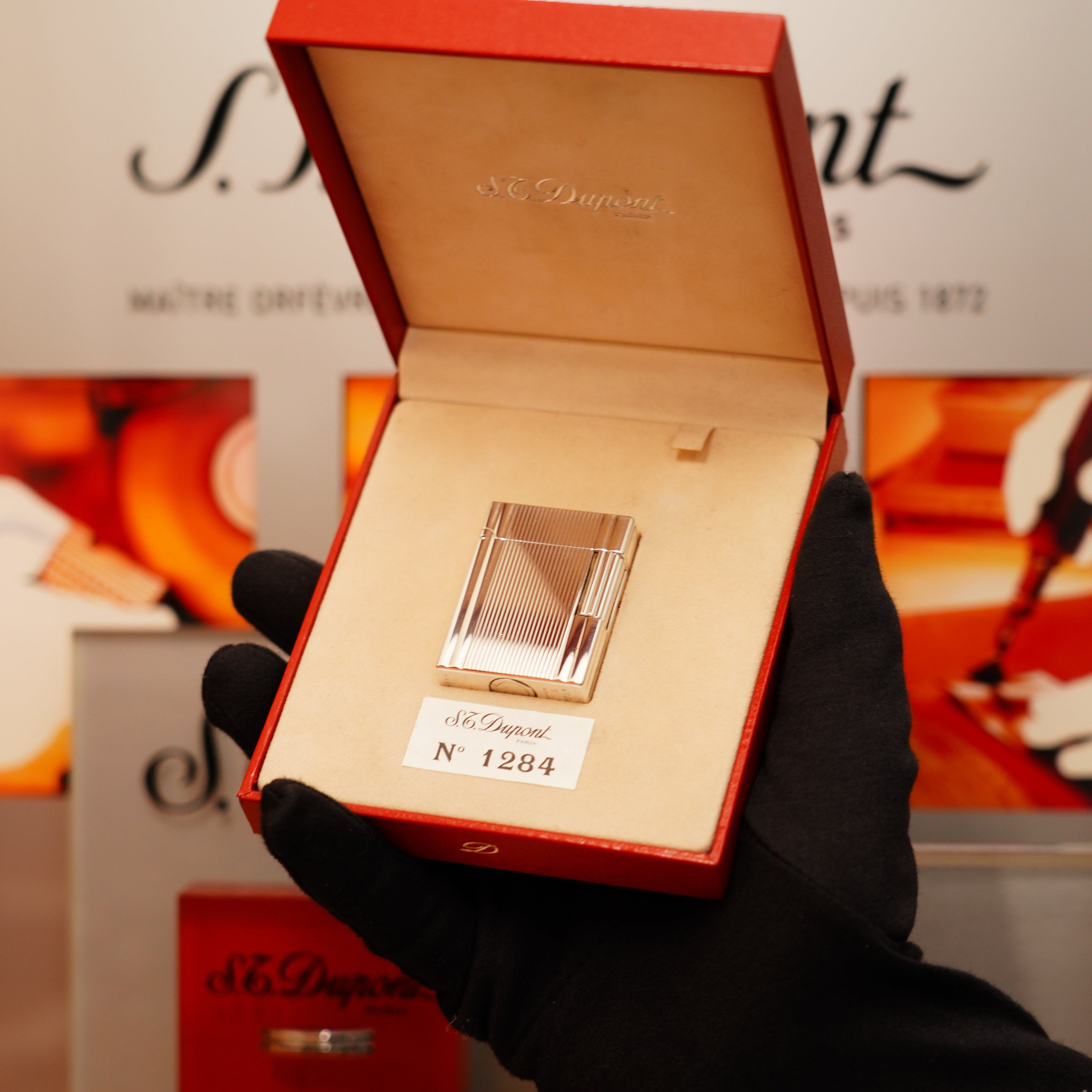 Vintage 2000 St Dupont Heavy Silver Finish Small iconic Ligne 1 Vertical Ligne Lighter