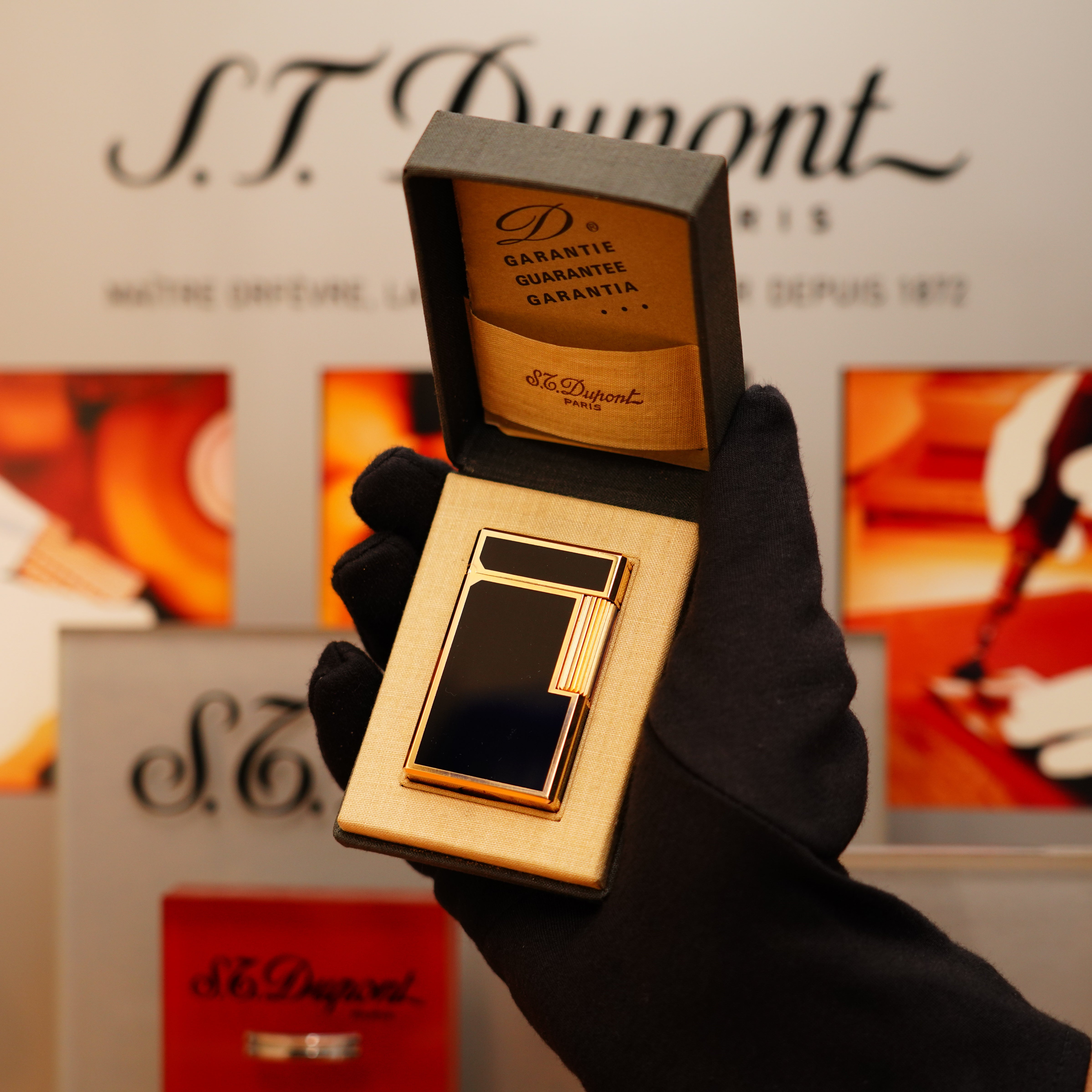 st dupont ライター Vintage 1973 St Dupont Japanese Lac Signed 24k Heavy Gold Large