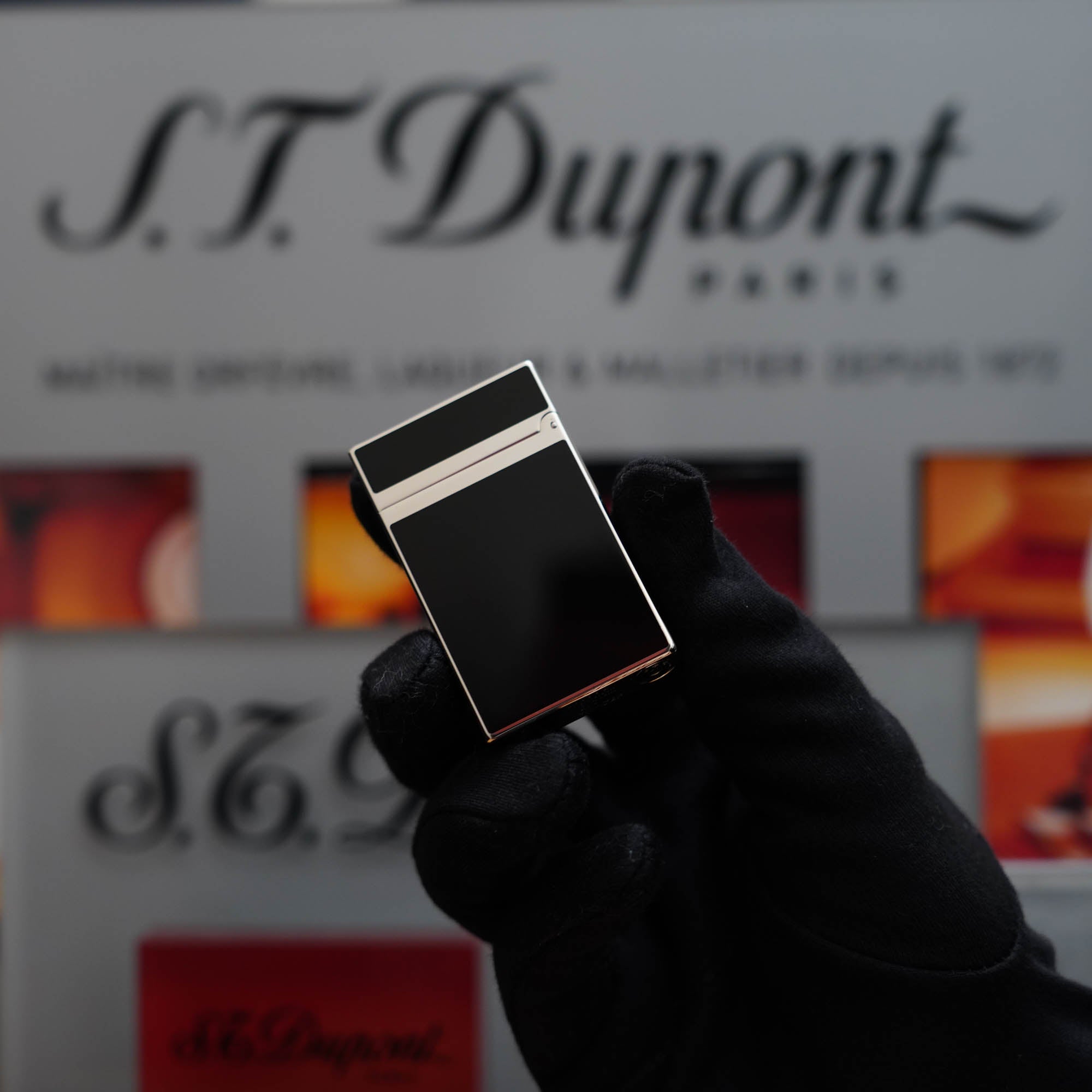 Vintage 1990 St Dupont Montparnasse Palladium Black Lacquer Ligne 2 Lighter