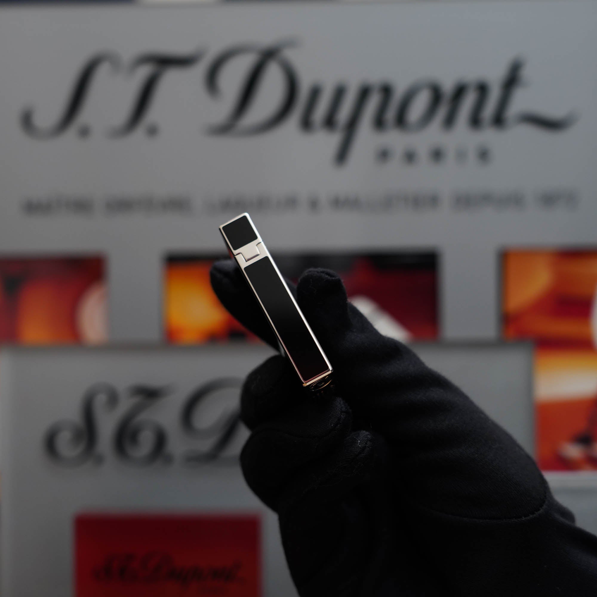 Vintage 1990 St Dupont Montparnasse Palladium Black Lacquer Ligne 2 Lighter