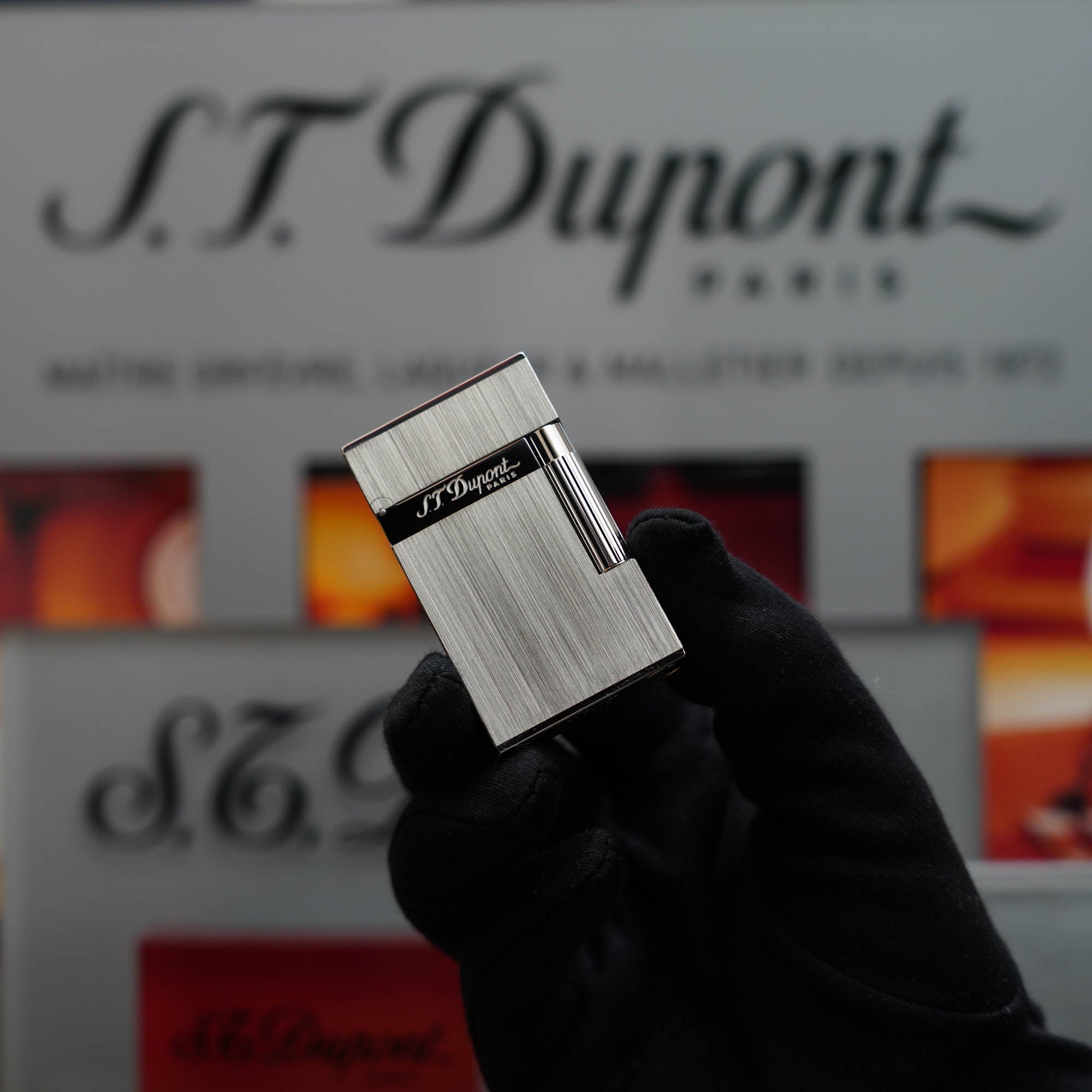 Vintage 1990 St Dupont Montparnasse Heavy Platinum Dual Flame Finish Ligne 2 Lighter