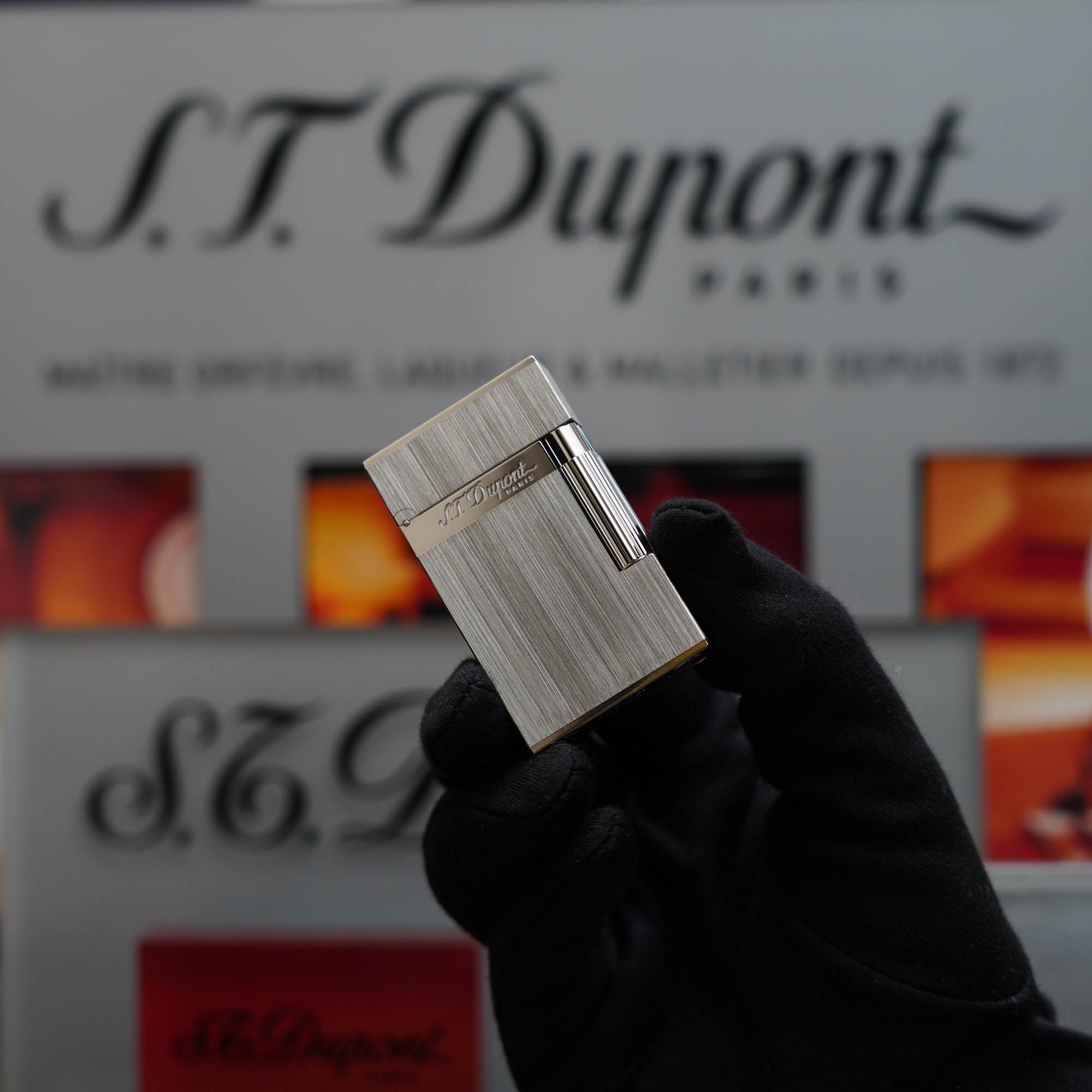 Vintage 1990 St Dupont Montparnasse Heavy Platinum Dual Flame Finish Ligne 2 Lighter